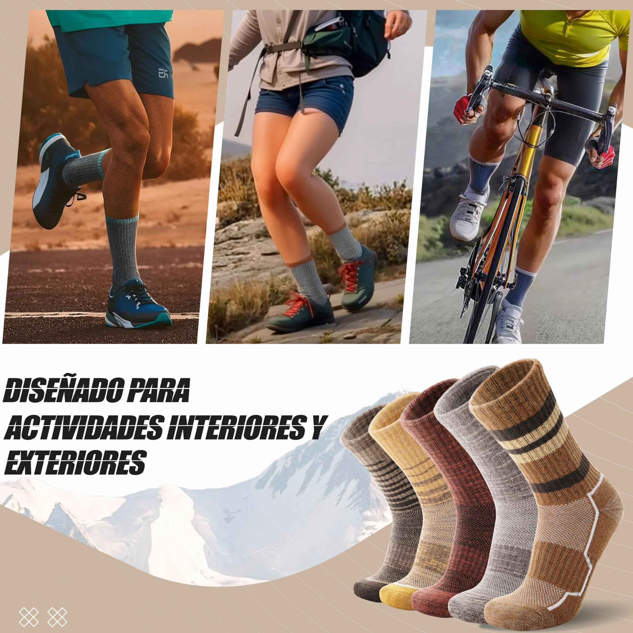 ANTSANG Calcetines de Lana Merino Senderismo Térmicos 5 Pares