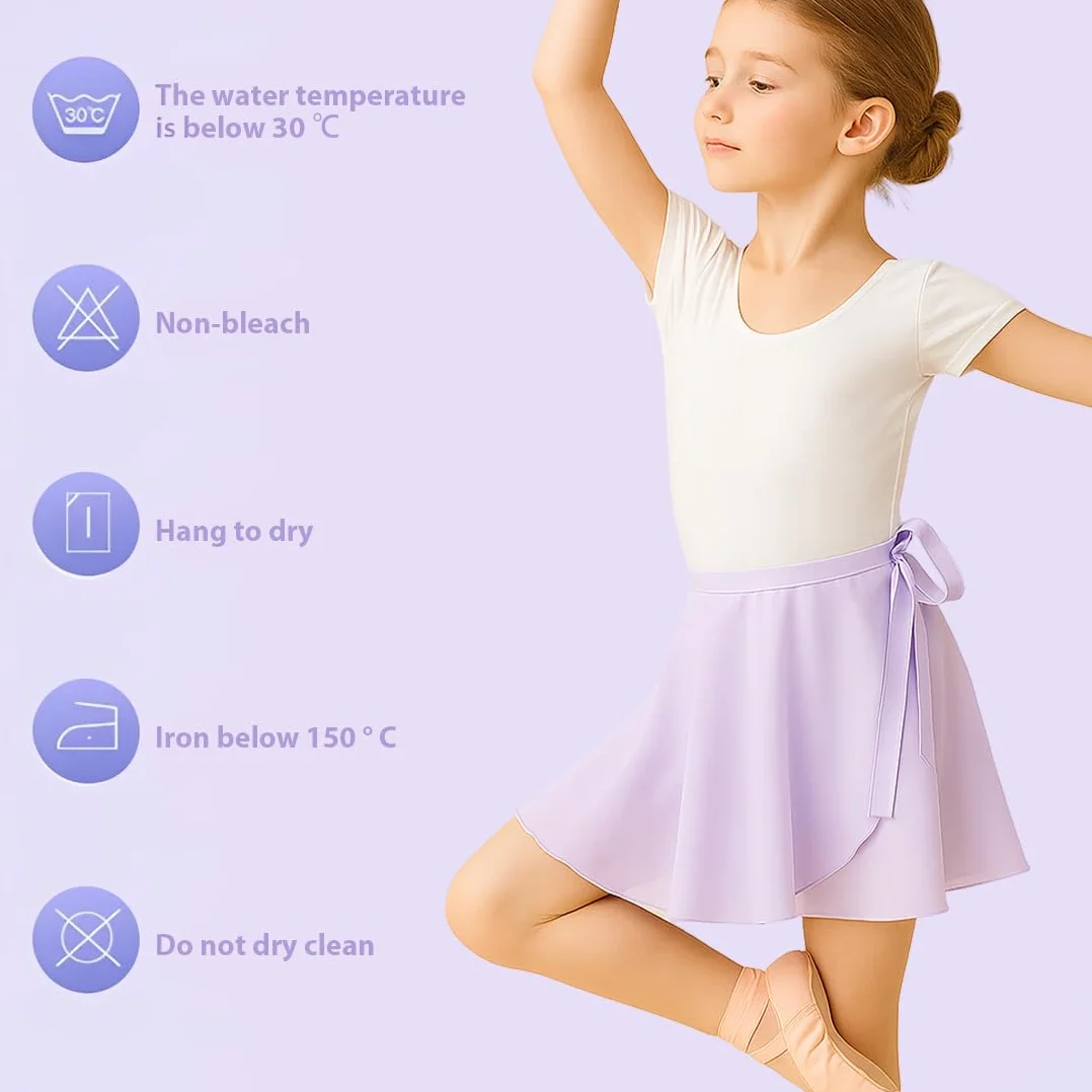 Falda de Ballet niña Chiffon transpirable suave cintura ajustable morado gimnasia