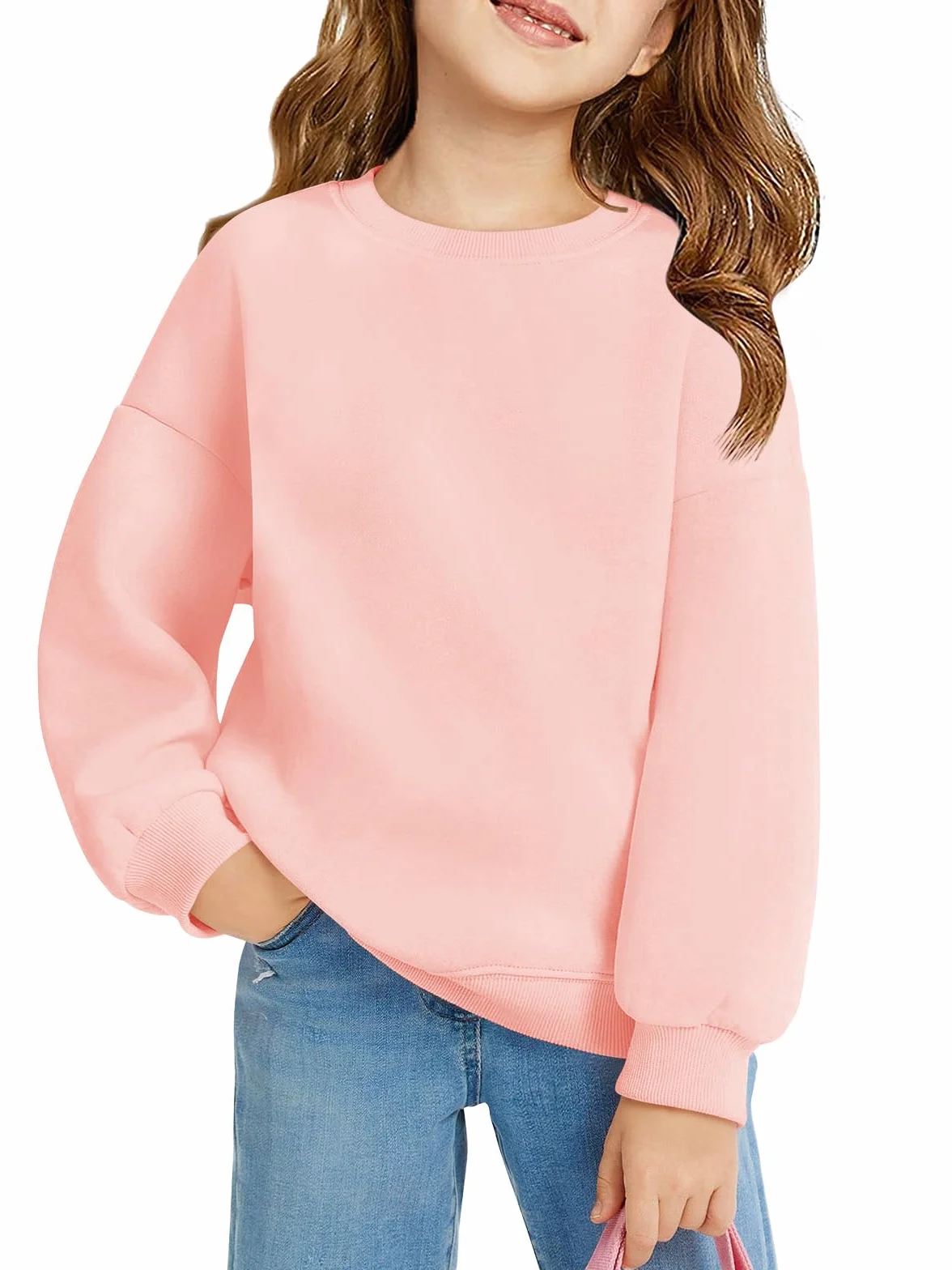 Sudadera niña cuello redondo manga larga básica 5-14 años