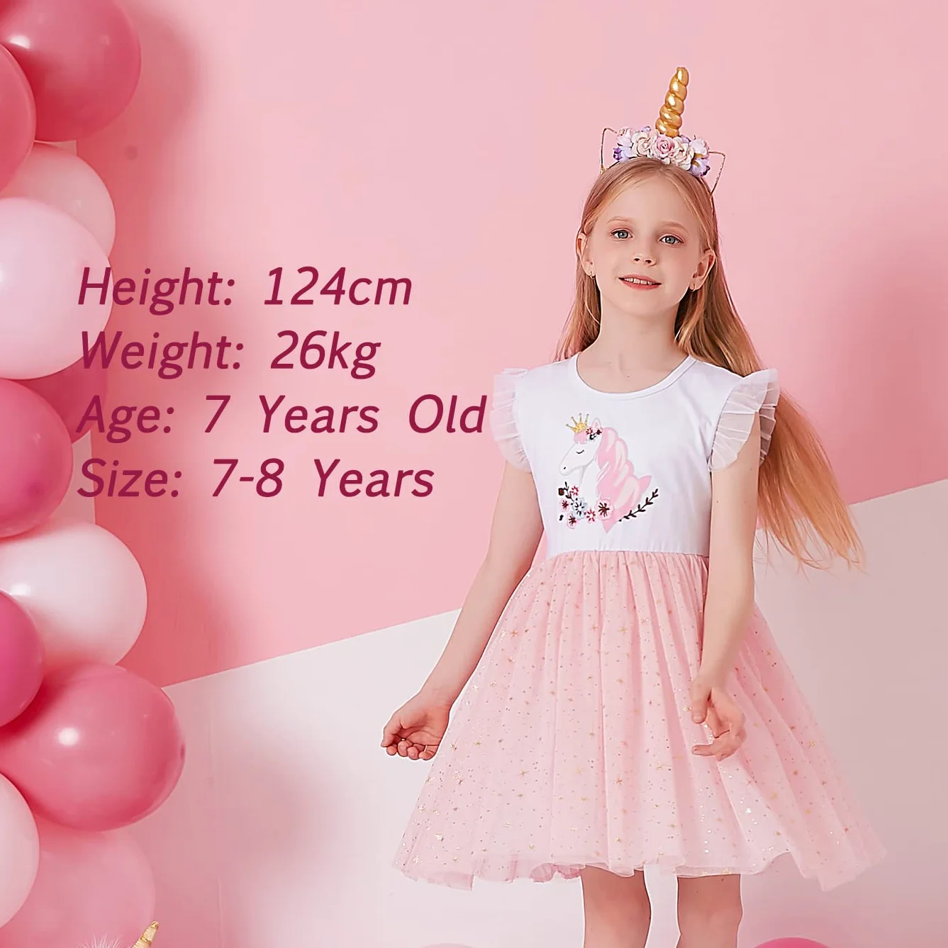 Vestido Tutu Algodón Tulle Manga Larga Mariposa Unicornio Niñas 2-8 Años