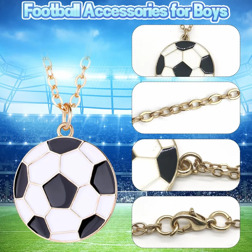 Collar de Fútbol Cadena Oro Hombre Cruzado Sólido Blanco y Negro