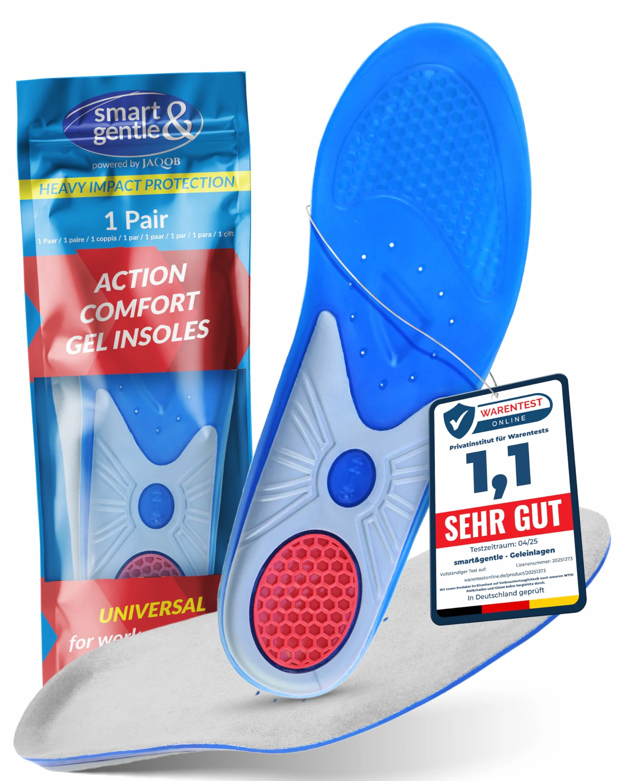 Smart&Gentle Plantillas Gel para Calzado Deportivo y Trabajo Transpirables Fascitis Plantar