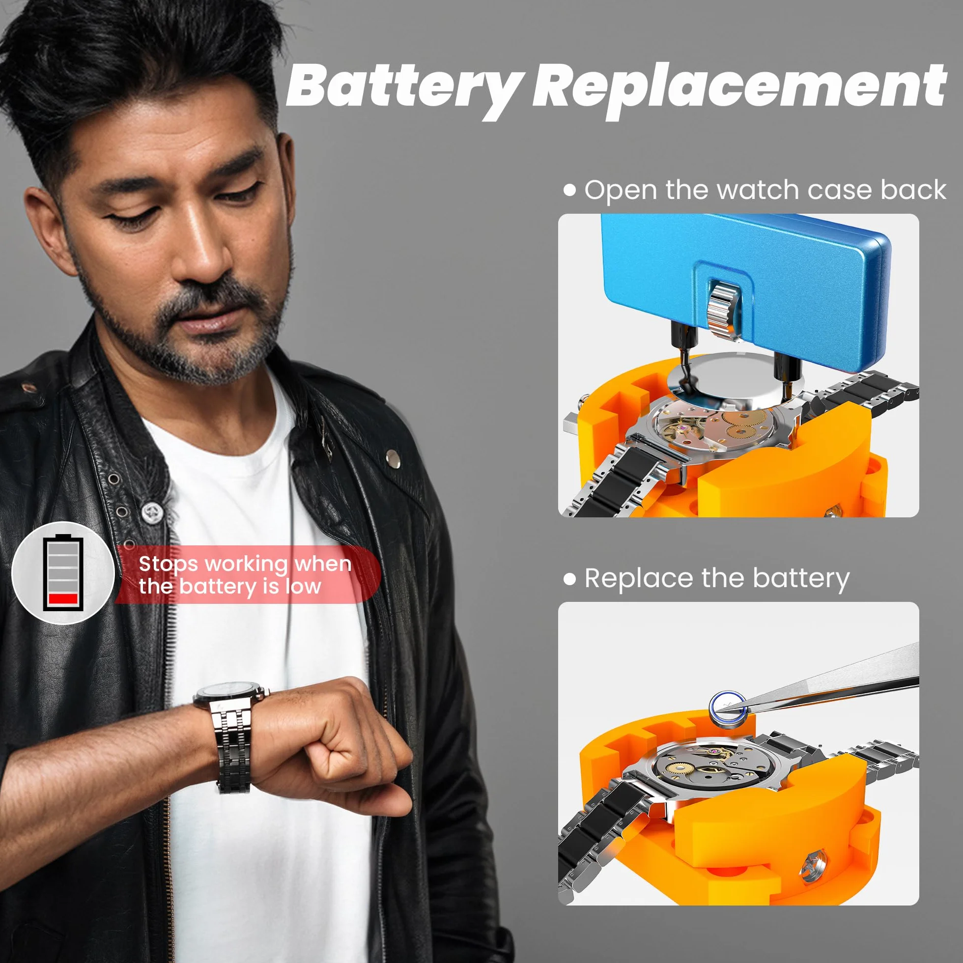 JOREST Kit Herramientas Relojero, Destornillador para Cambiar Pilas y Correa Reloj