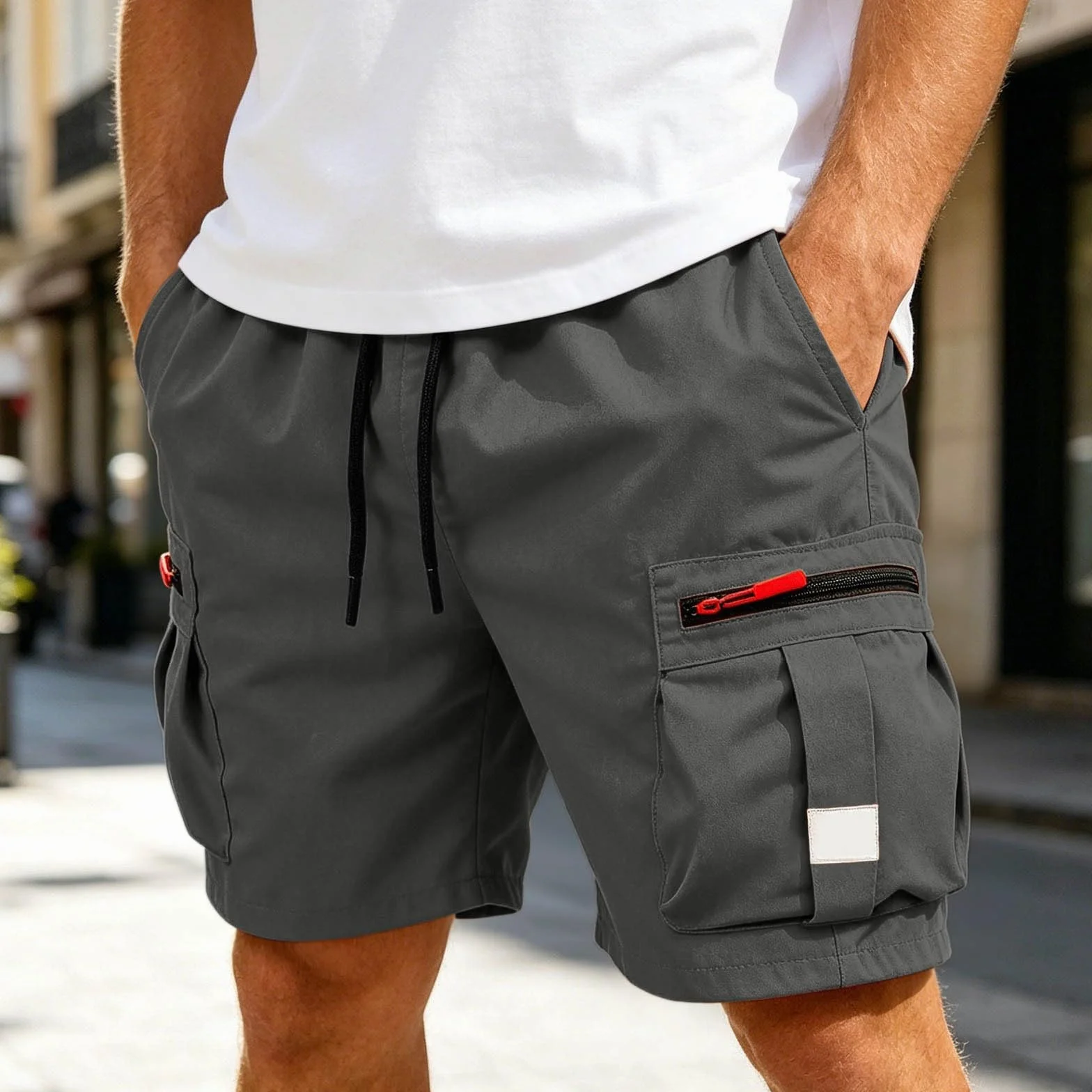 Pantalones Cortos Cargo Hombre Elástico Múltiples Bolsillos S-3XL