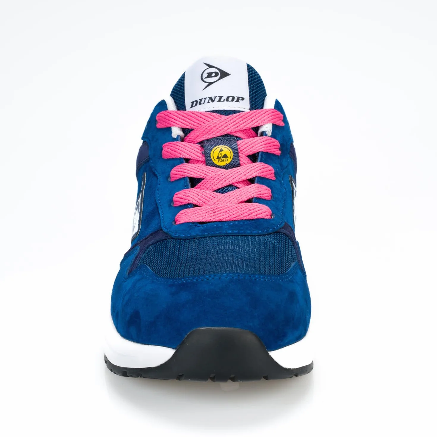 DUNLOP Zapato de Seguridad S3S Lady Arrow EVO Mujer Piel Ante Mesh Azul Rosa Puntera Fibra Vidrio Suela EVA HRO