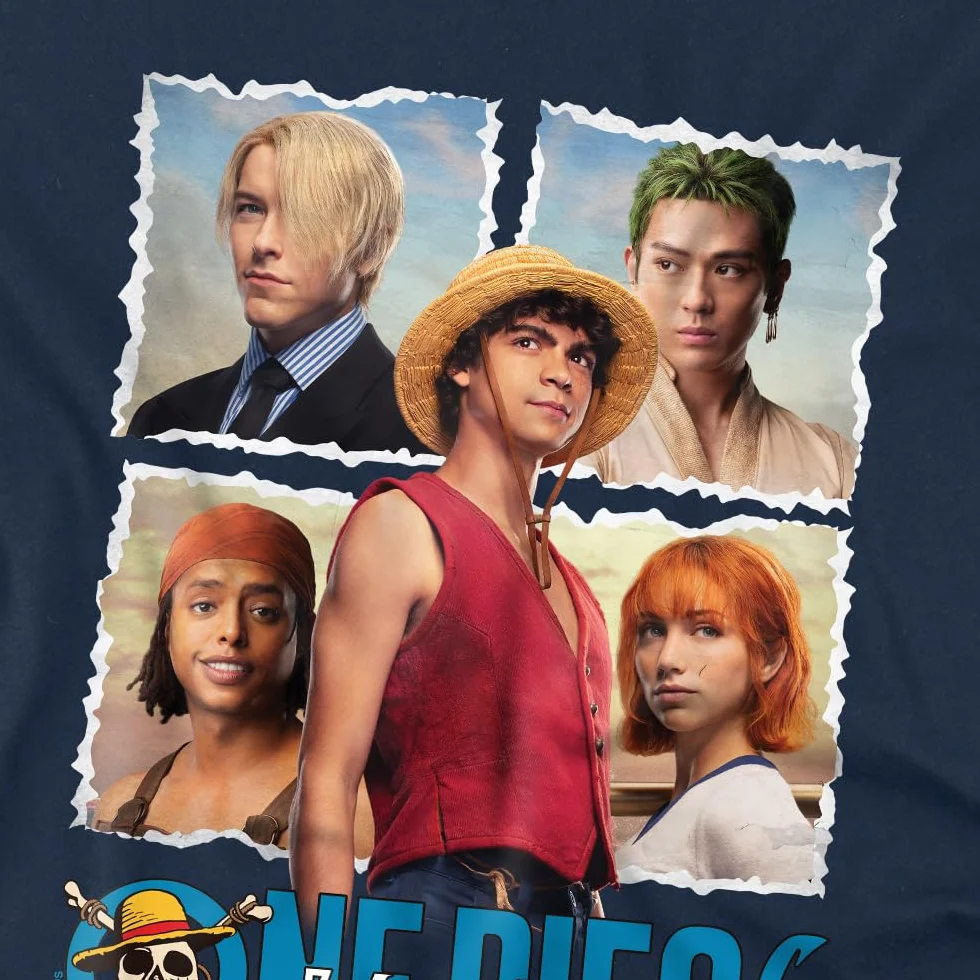 Netflix One Piece Straw Hat Group Kids T Shirt Navy Unisex