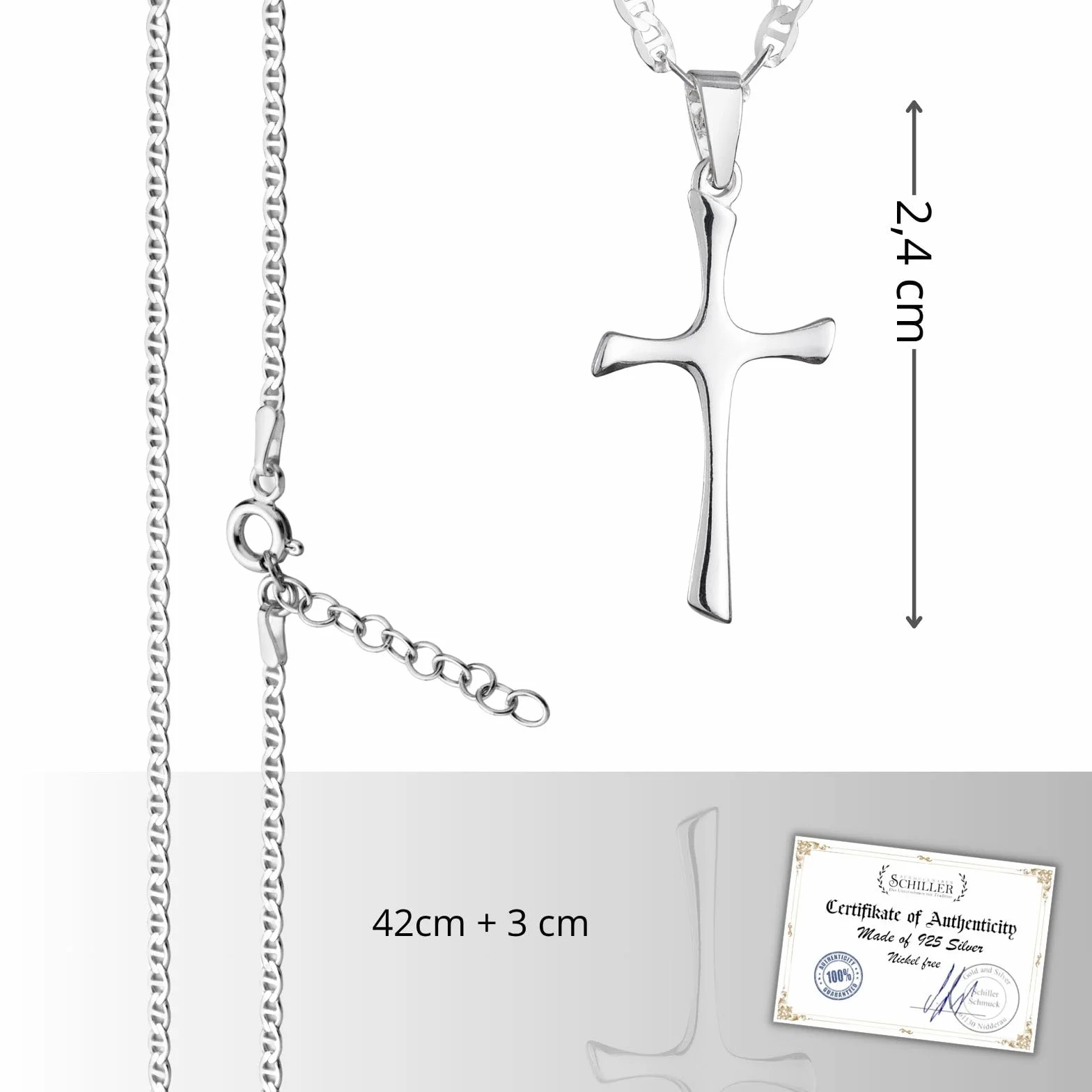 Cadena de plata de ley 925 colgante cruz para niño niña
