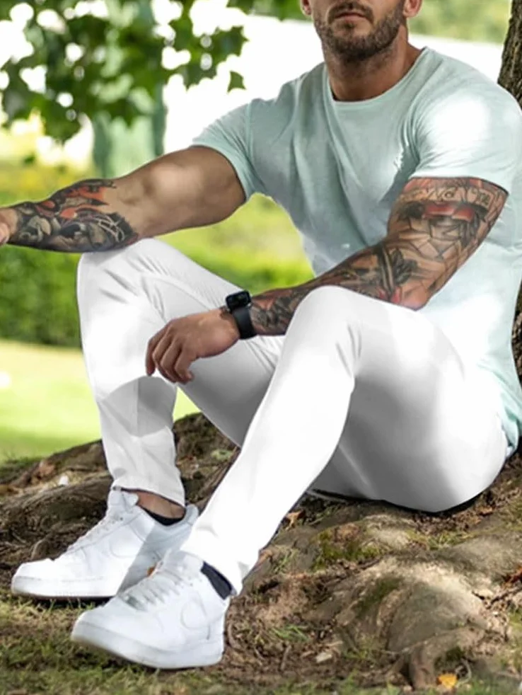 Pantalón Chino Hombre Slim Fit Elasticos Largo Trabajo Vaqueros Ajustados