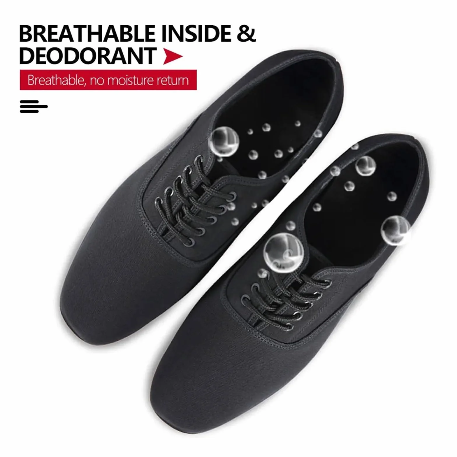 Zapatillas de Baile Latino para Hombre Oxford Negro Profesional Salsa Tango Tacón Bajo