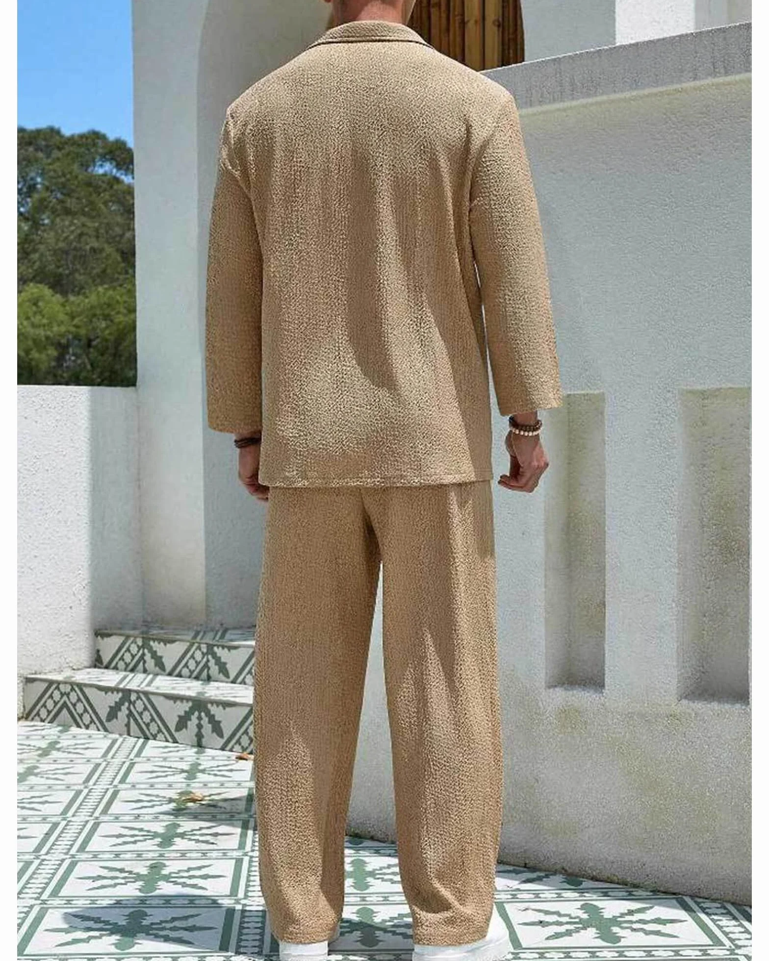 Conjunto Hawaiano Hombre 2 Piezas Casual Ligero con Bolsillos