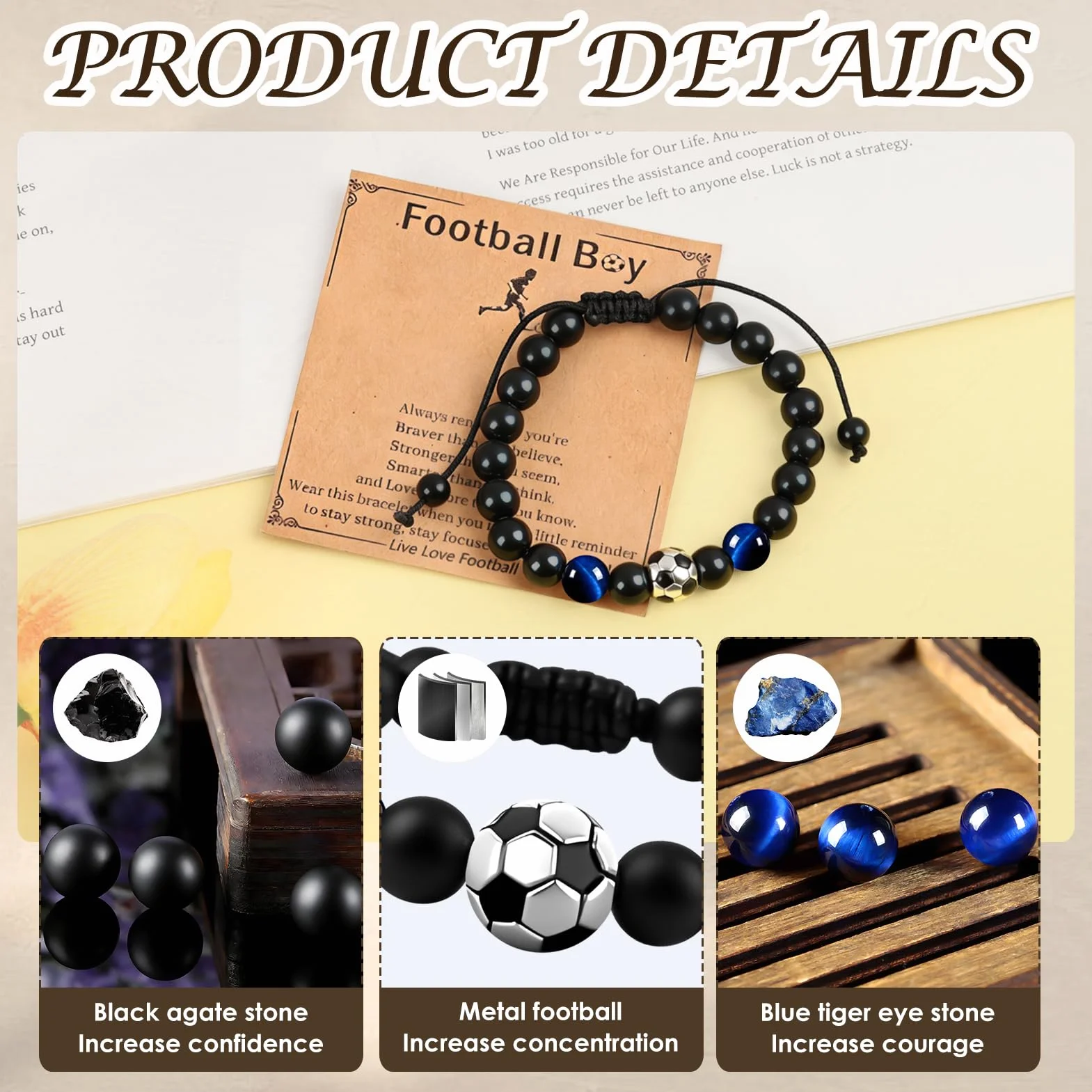 Pulseras de fútbol para Adolescentes y Hombres, Regalo para niños