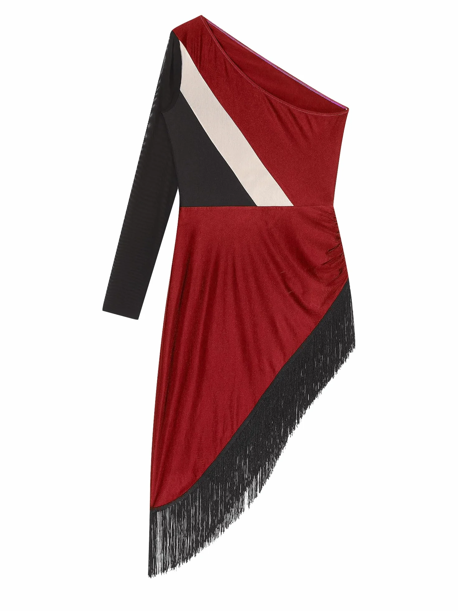 Alvivi Vestido de Baile Latino Tango Mujer Manga Larga Maillot Danza Ballet Flecos Disfraz Competición