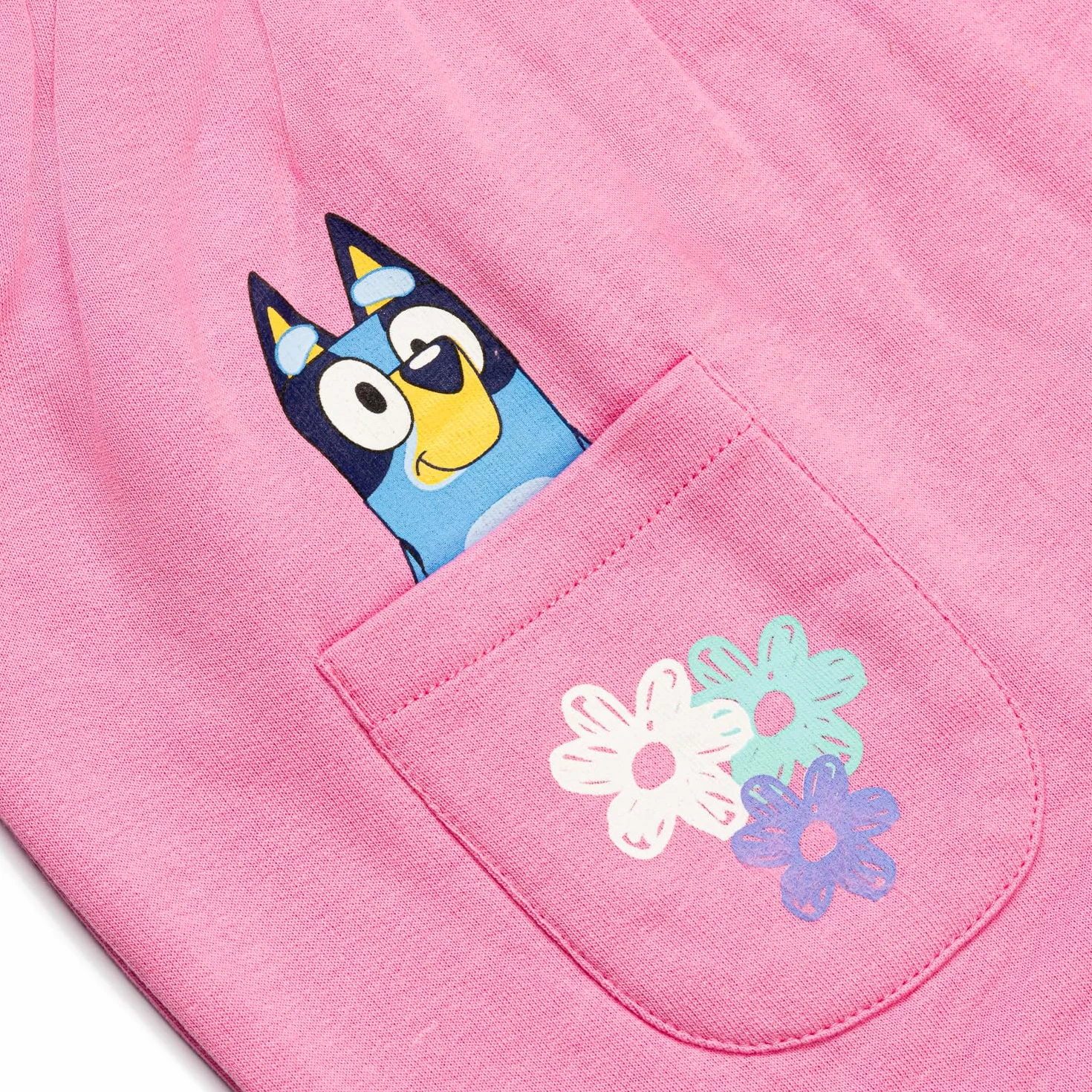 Bluey Conjunto de vestido y camiseta para niñas Rosa con bolsillos Algodón suave