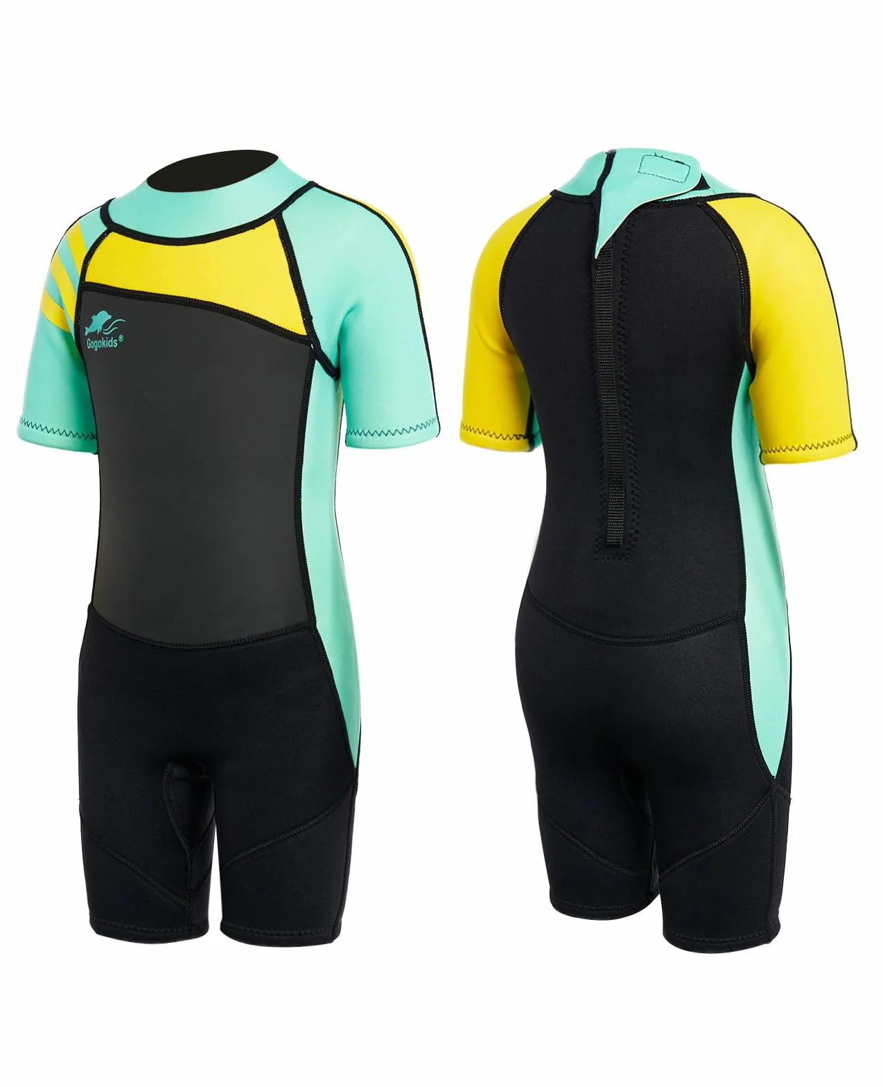 Gogokids Traje de Buceo 2.5MM Manga Corta Neopreno Cremallera Trasera Natación Niños 2-11 Años