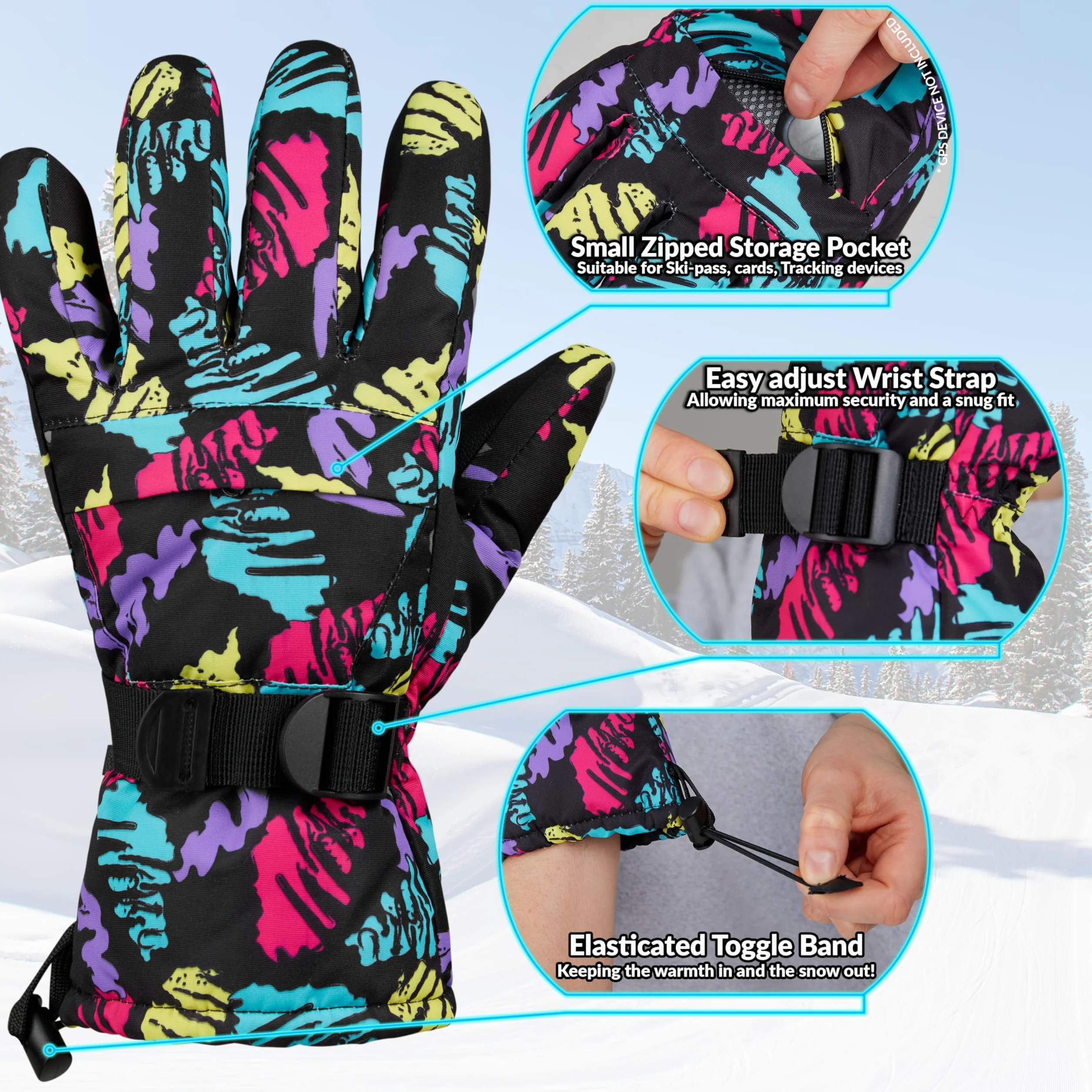 CityComfort Guantes Esquí Mujer Térmicos Impermeables Táctiles Invierno Forrado Cálido Snowboard Nieve Frío