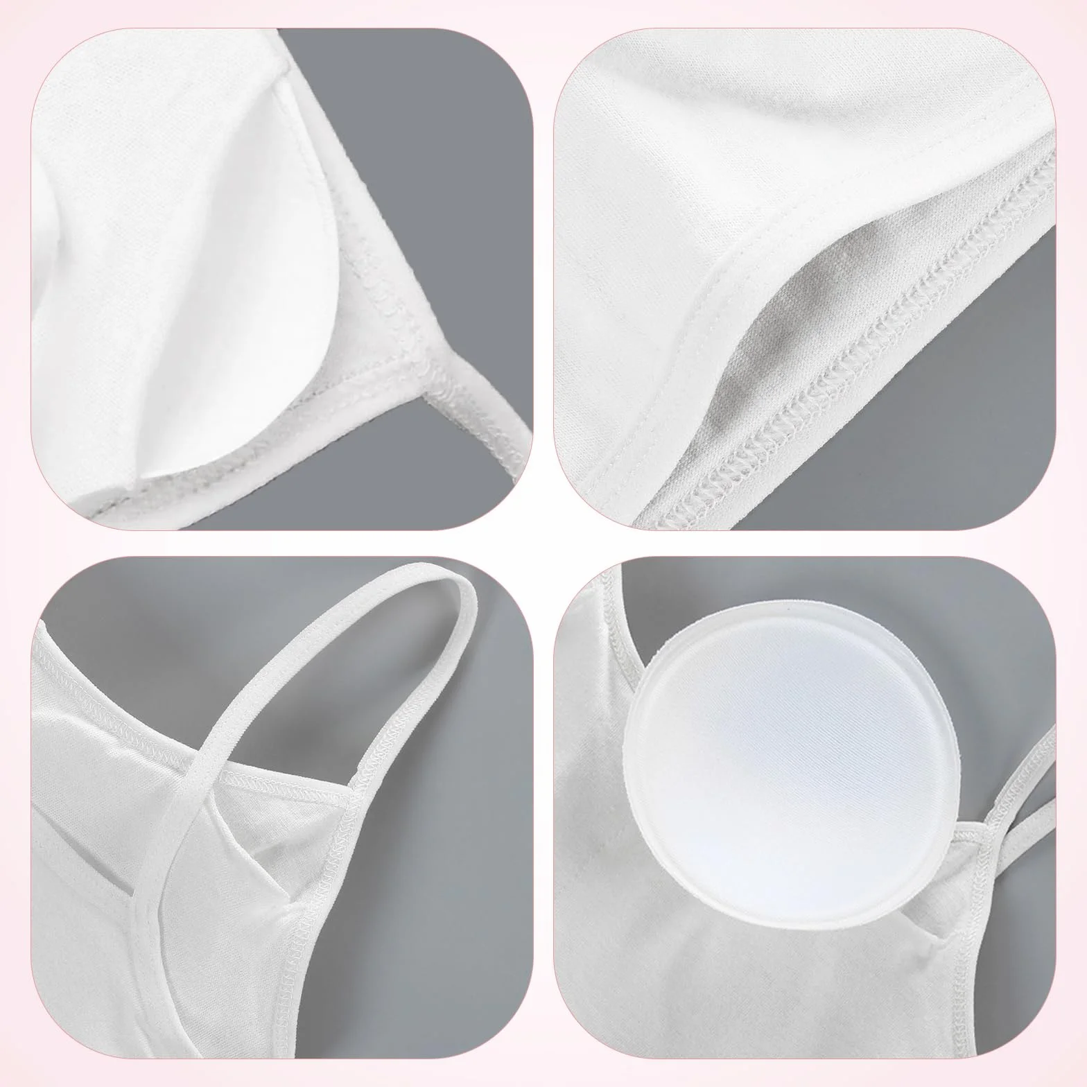 Sujetador Sin Costuras Niña Algodón Top Deportivo Ropa Interior Almohadillas Removibles 4 Piezas Bianco