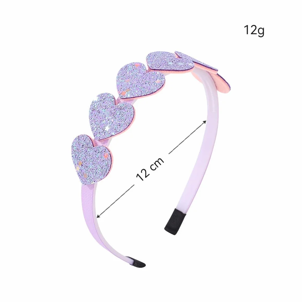 DRESHOW Diademas con Lazo para Niñas con Purpurina Corazón Estrella