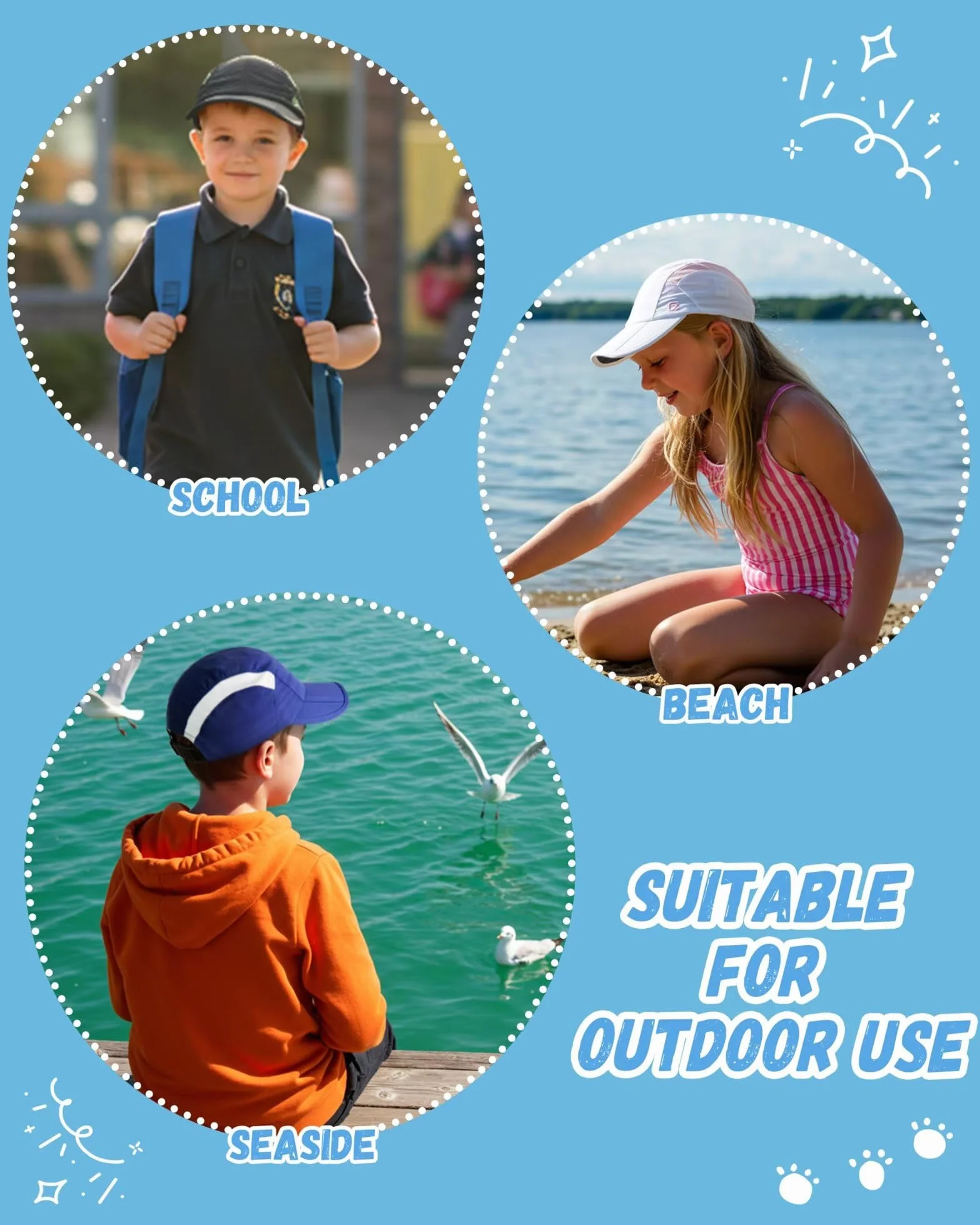 Gorra para niños UPF50+ Plegable protección Solar Ligera Transpirable 2-9 años