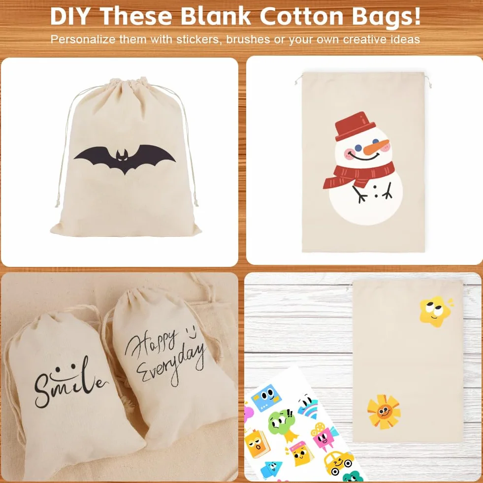 OFFCUP 10PCS 25x30cm Bolsas de Algodón, Bolsa con Cordón para Regalo, Bolsitas de Tela Reutilizable Pequeñas Para Regalos de Bodas Fiestas Cosméticos Joyas Navidad Cumpleaños DIY