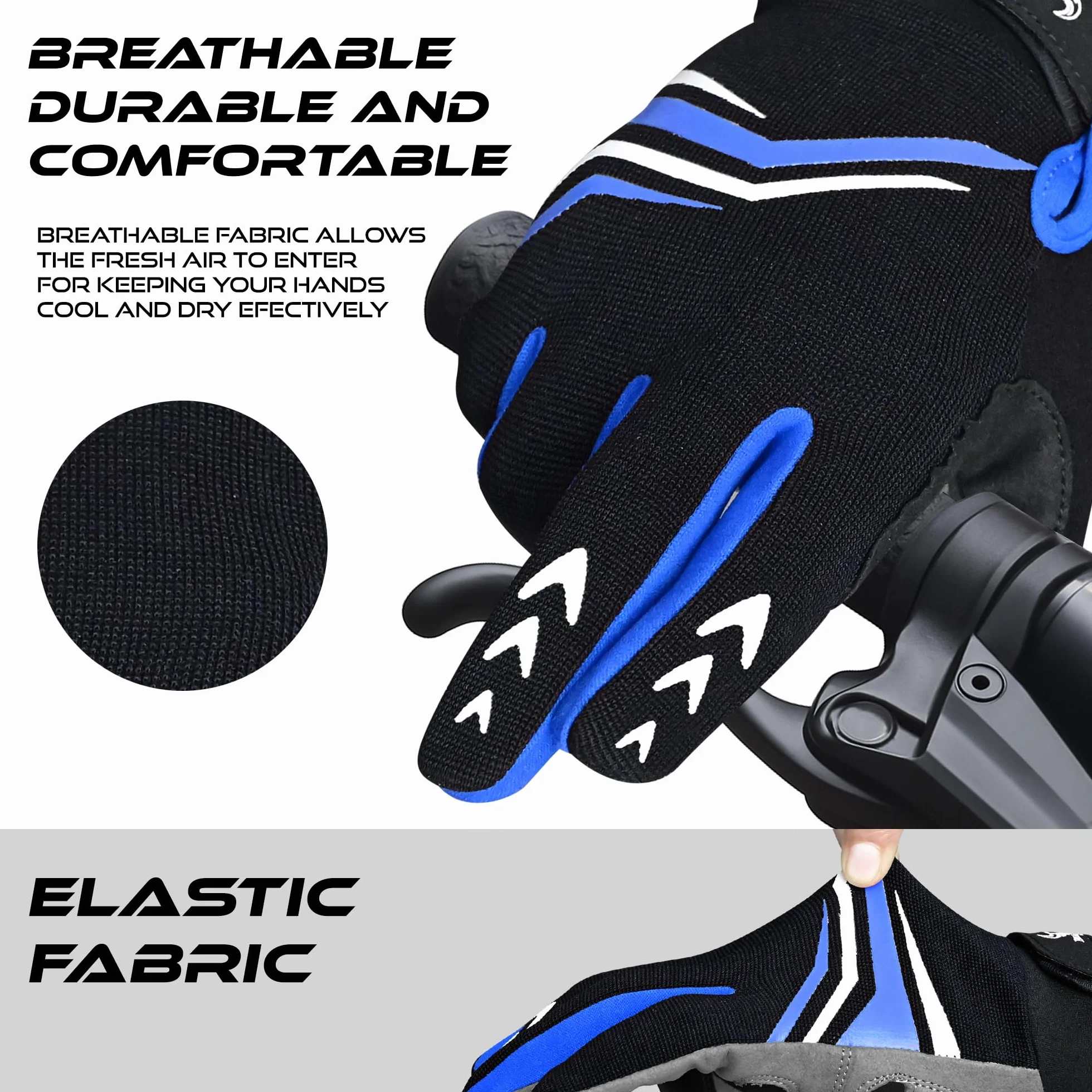 BEAST RAGE Guantes de Ciclismo Dedos Enteros Acolchado Antideslizantes Transpirables Táctiles Montaña BMX