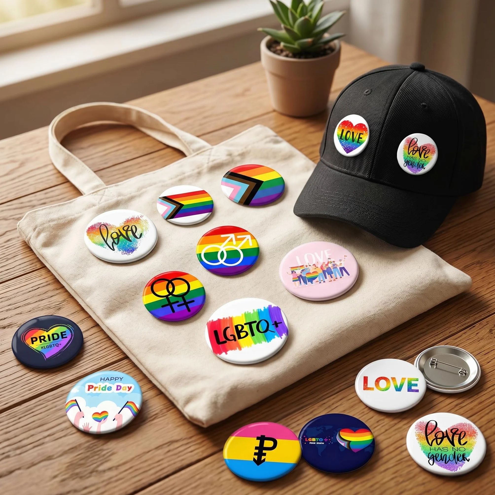 Chapas Pride LGBTQ 15 Piezas 44MM, Insignias Arcoíris LGBT, Pines Redondos de Metal, Set Broches Orgullo