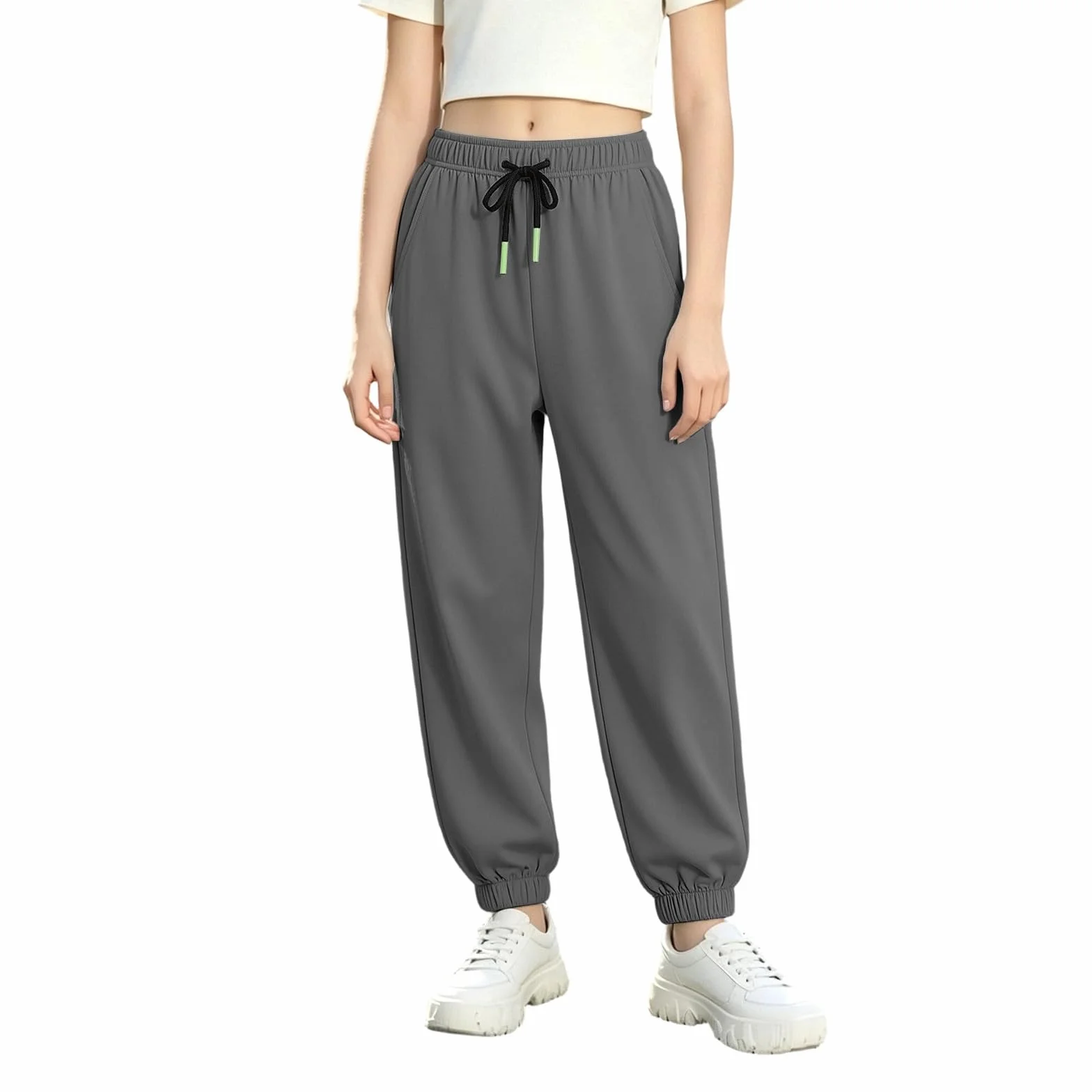 Pantalones Joggers Niños Cintura Elástica Chándal Corte Holgado Pierna Ancha Secado Rápido Transpirable Deporte