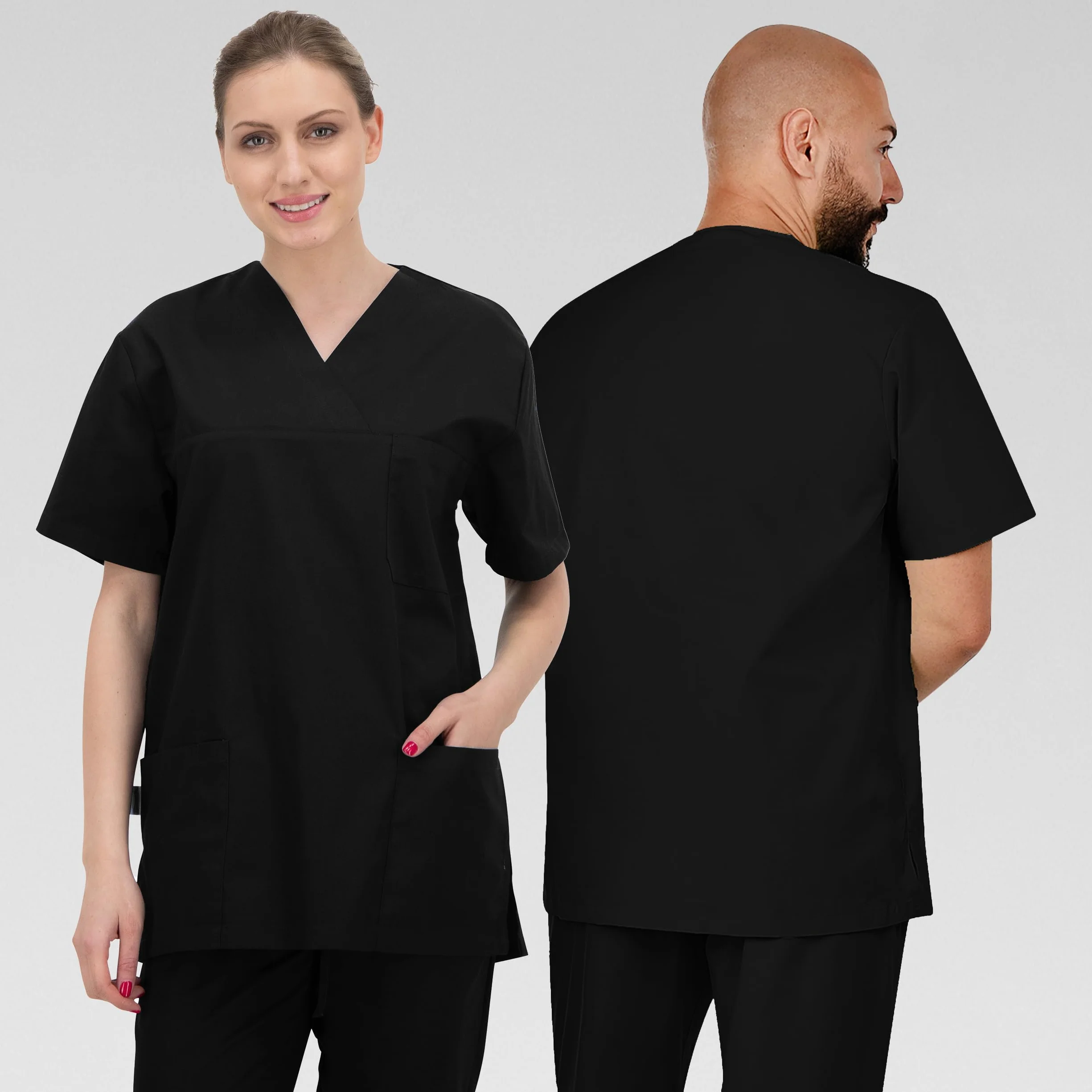 B-well ANGEL Unisex Casaca Sanitaria Cuello V Manga Corta Uniforme