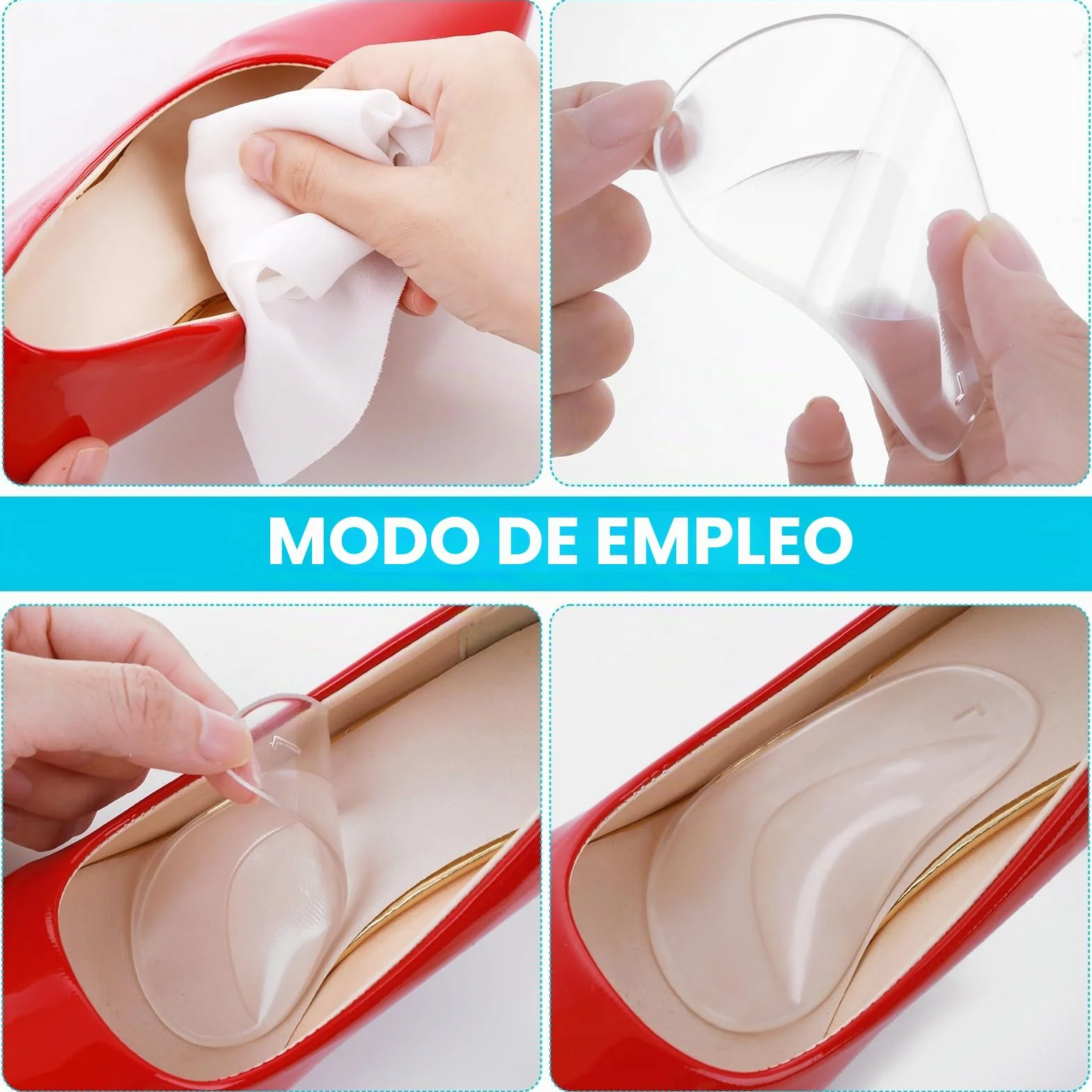 COMNICO 3 Pares Plantillas Autoadhesivas Gel Suave Silicona Transparente Alivio Fascitis Plantar Pies Planos