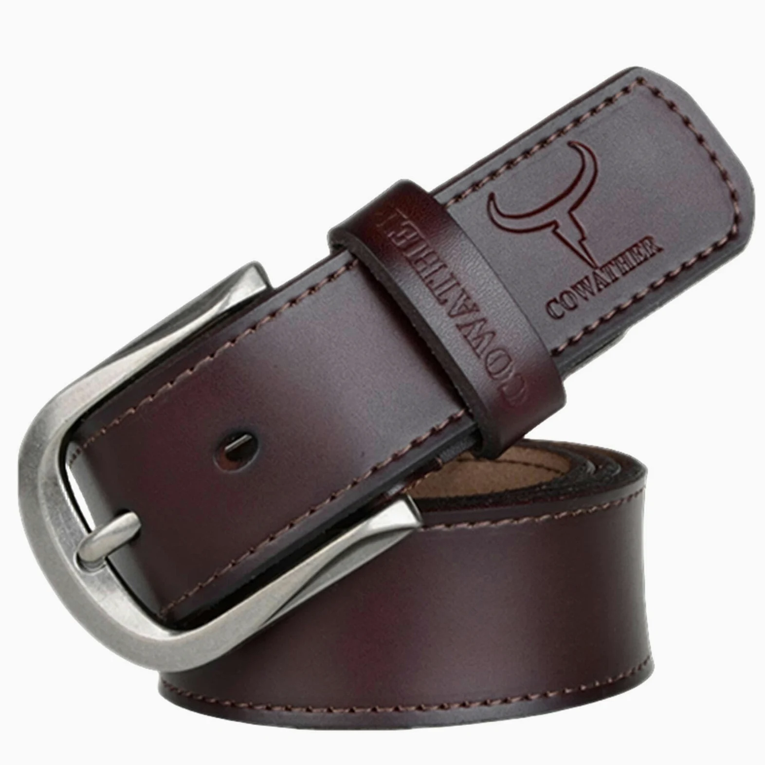 TsoLay Cinturón De Cuero De Moda Con Hebilla De Alfiler Para Hombre, Cinturón De Cuero Retro De Tres Colores Para Hombre, Cinturón De Jeans Para Negocios