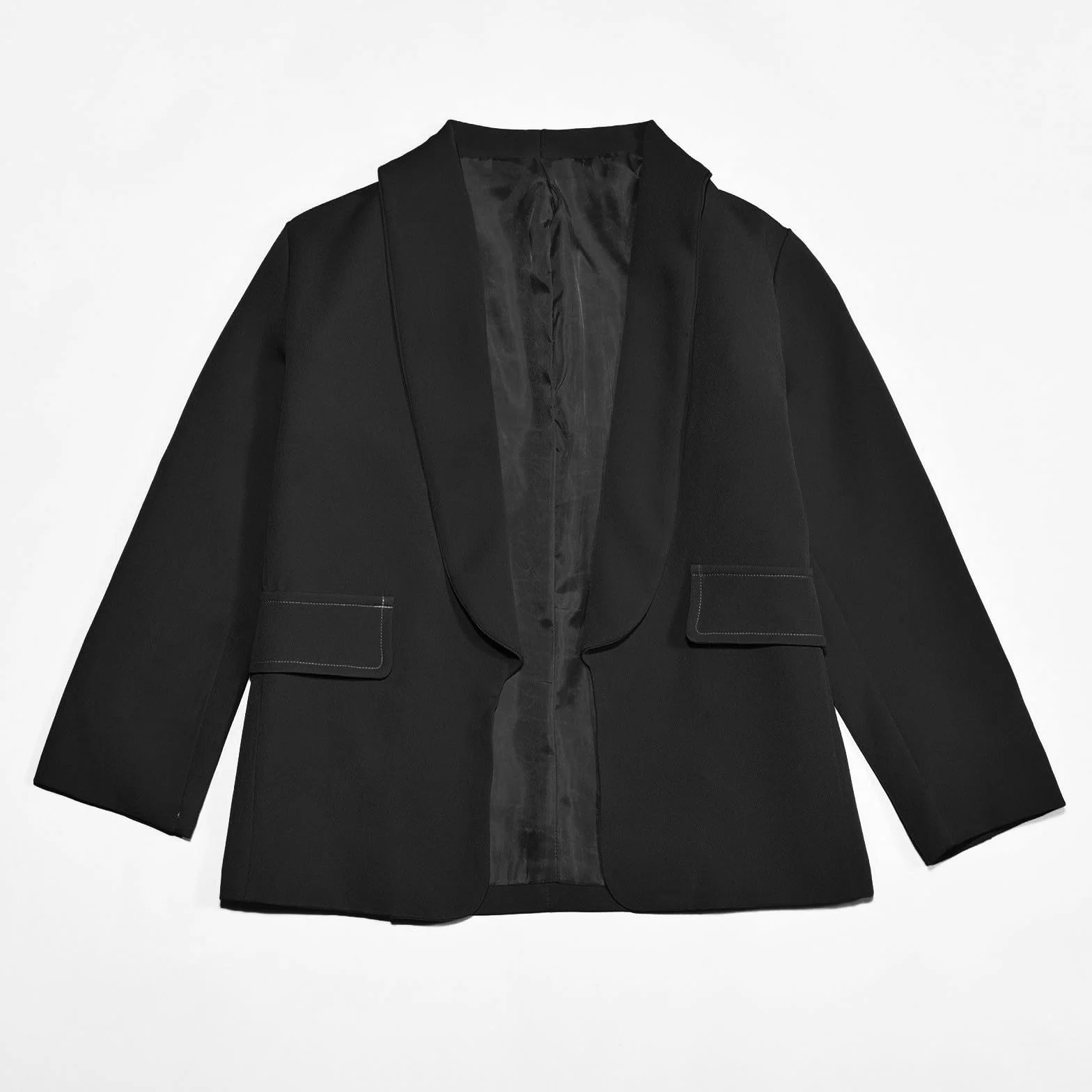 Blazer para niñas chaqueta de solapa color sólido frente abierto manga larga con botones casual fiesta negro escolar