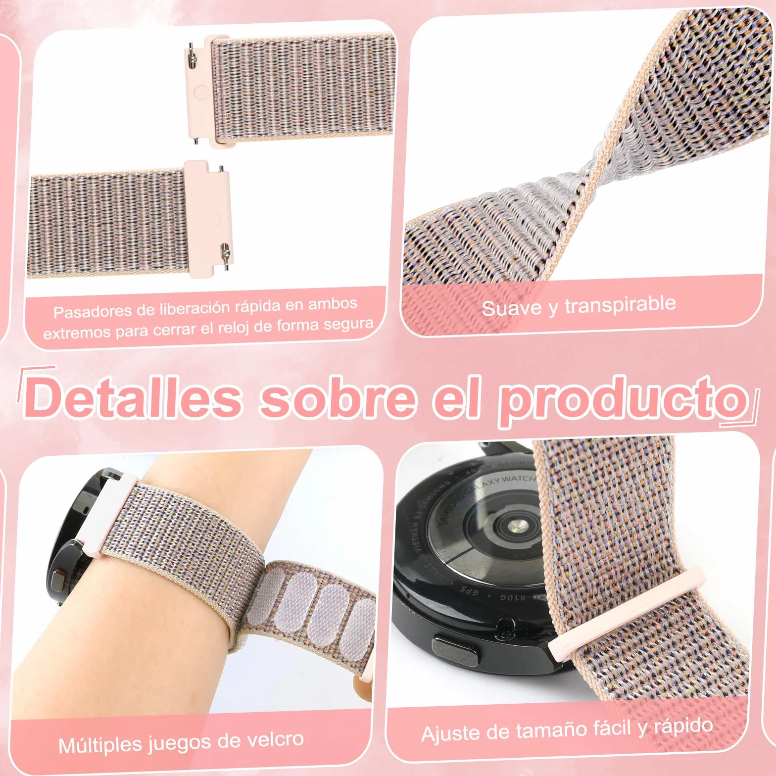 Correas de Nylon para Reloj Compatible 18mm 19mm 20mm 22mm 24mm Transpirables
