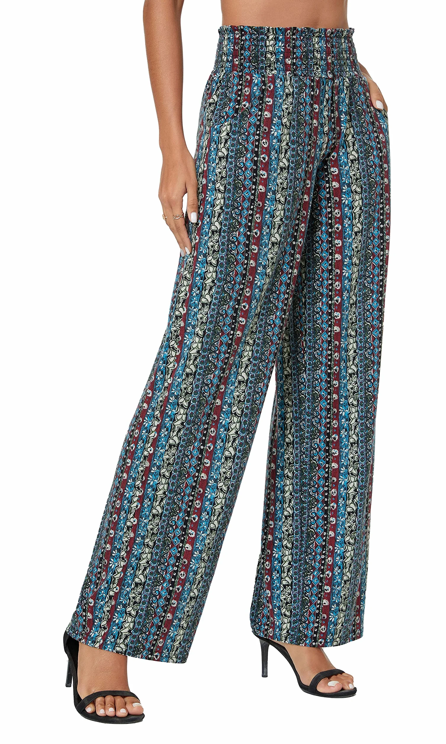 Casual Pierna Recta Boho Yoga Pantalones Cintura Elástica con Bolsillos