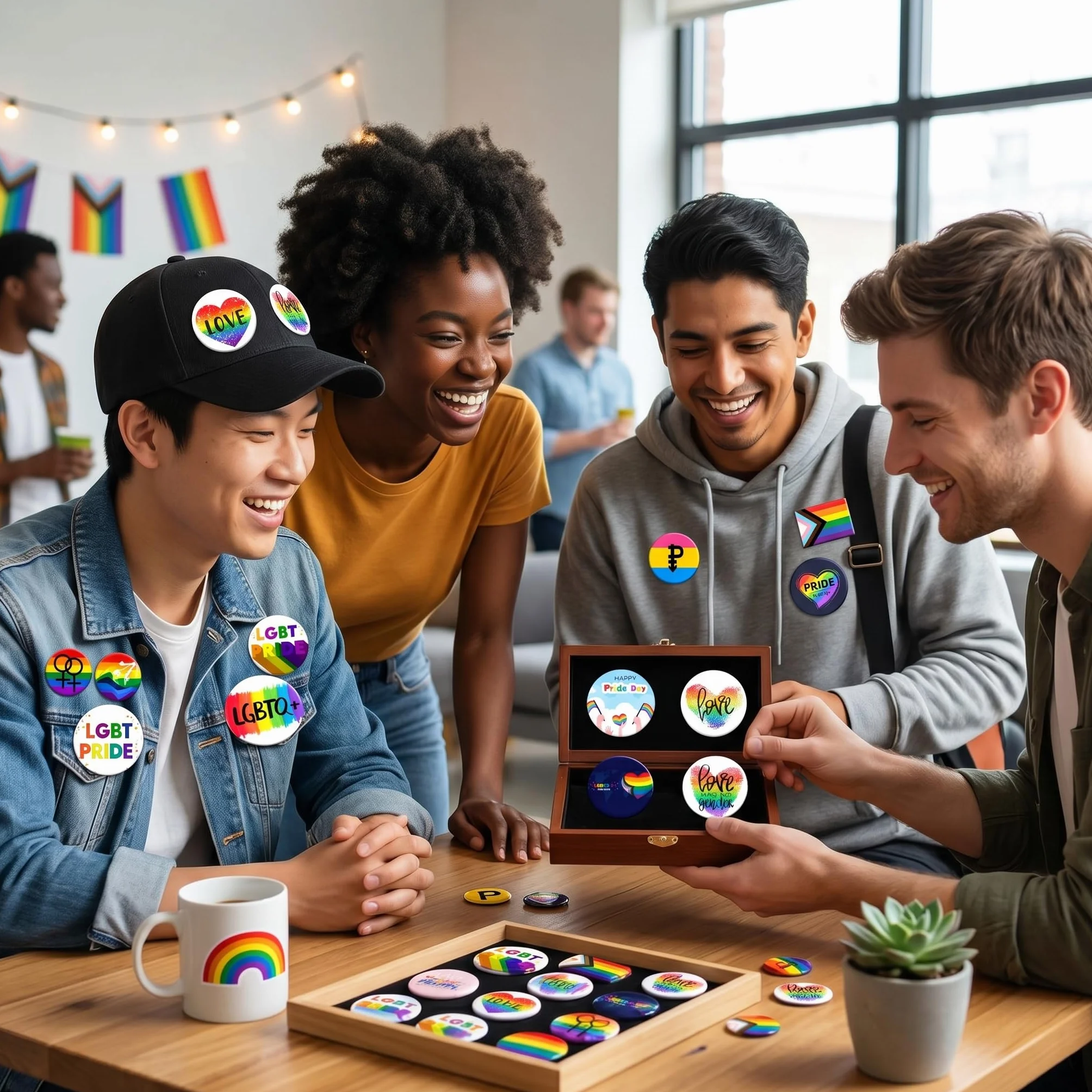 Chapas Pride LGBTQ 15 Piezas 44MM, Insignias Arcoíris LGBT, Pines Redondos de Metal, Set Broches Orgullo