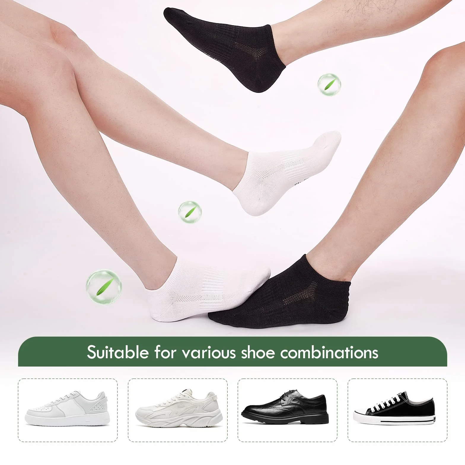 Calcetines deportivos de bambú transpirables para correr, 6 pares