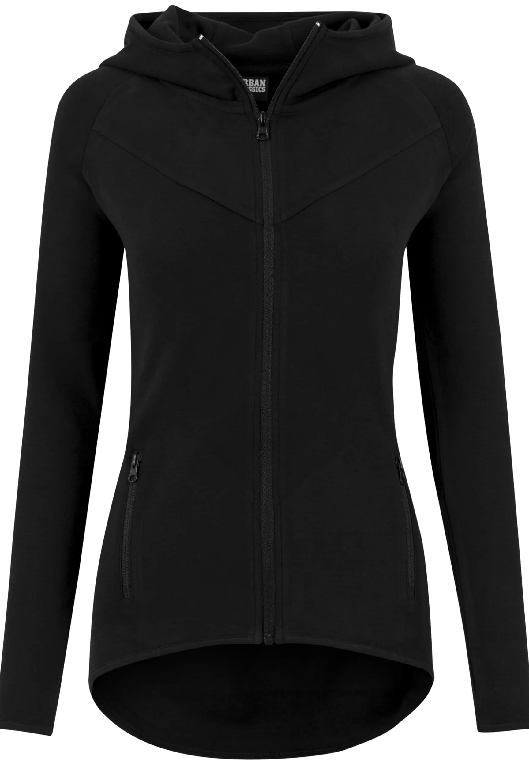Urban Classics Ladies Athletic Interlock Zip Hoodie Mujer Capucha con Cremallera Negro