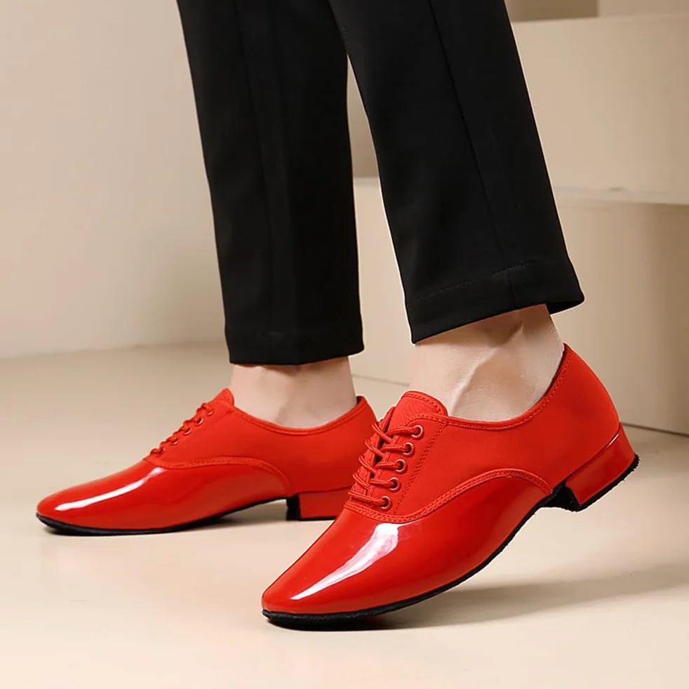 Zapatos de Baile para Hombre Latino Salsa Salón Suela de Cuero Vals Interior