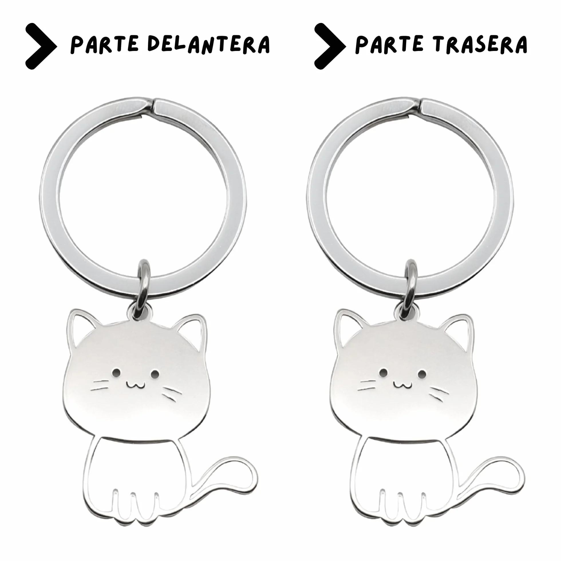 Llavero metálico gato 3 cm Acabado brillante