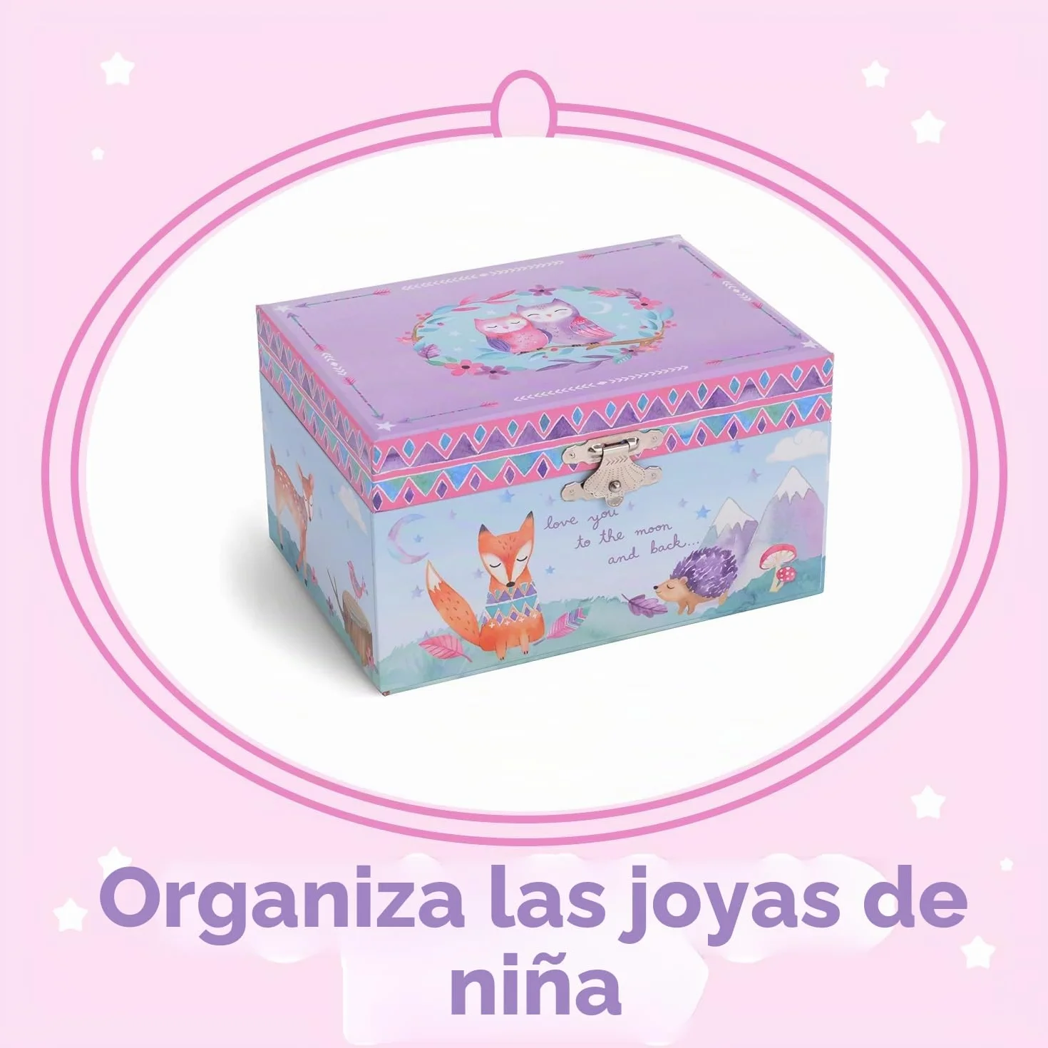 Jewelkeeper Caja Musical para Joyas para Niñas Búhos Animales del Bosque Melodía Estrellita