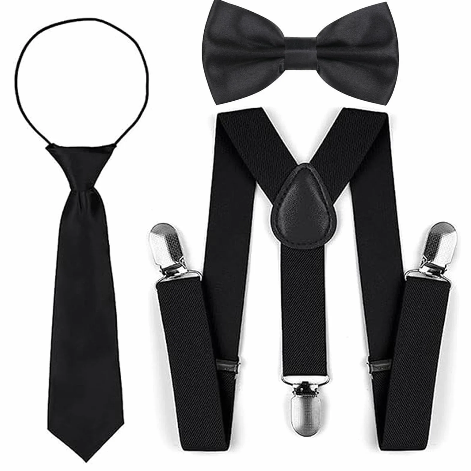 Tirantes Ajustables en Forma de Y con Pajaritas para Niños y Niñas 1-12 Años Negro Clip Talla Única
