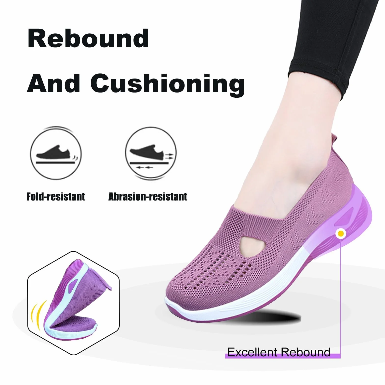 Zapatos Ortopédicos para Mujer con Malla Sin Cordones Antideslizantes Plataforma Ligeras