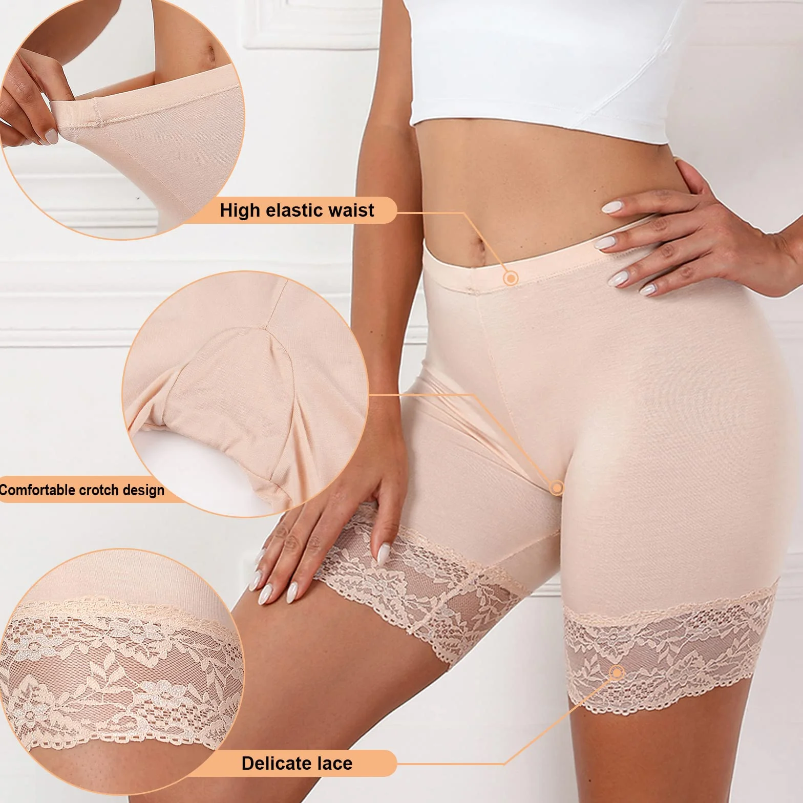 Tuopuda Braga para Mujer Boy Short Hipster con Encaje Largo Boxer Cintura Alta Algodon Shorts Pantalones Deportivas para Running Yoga