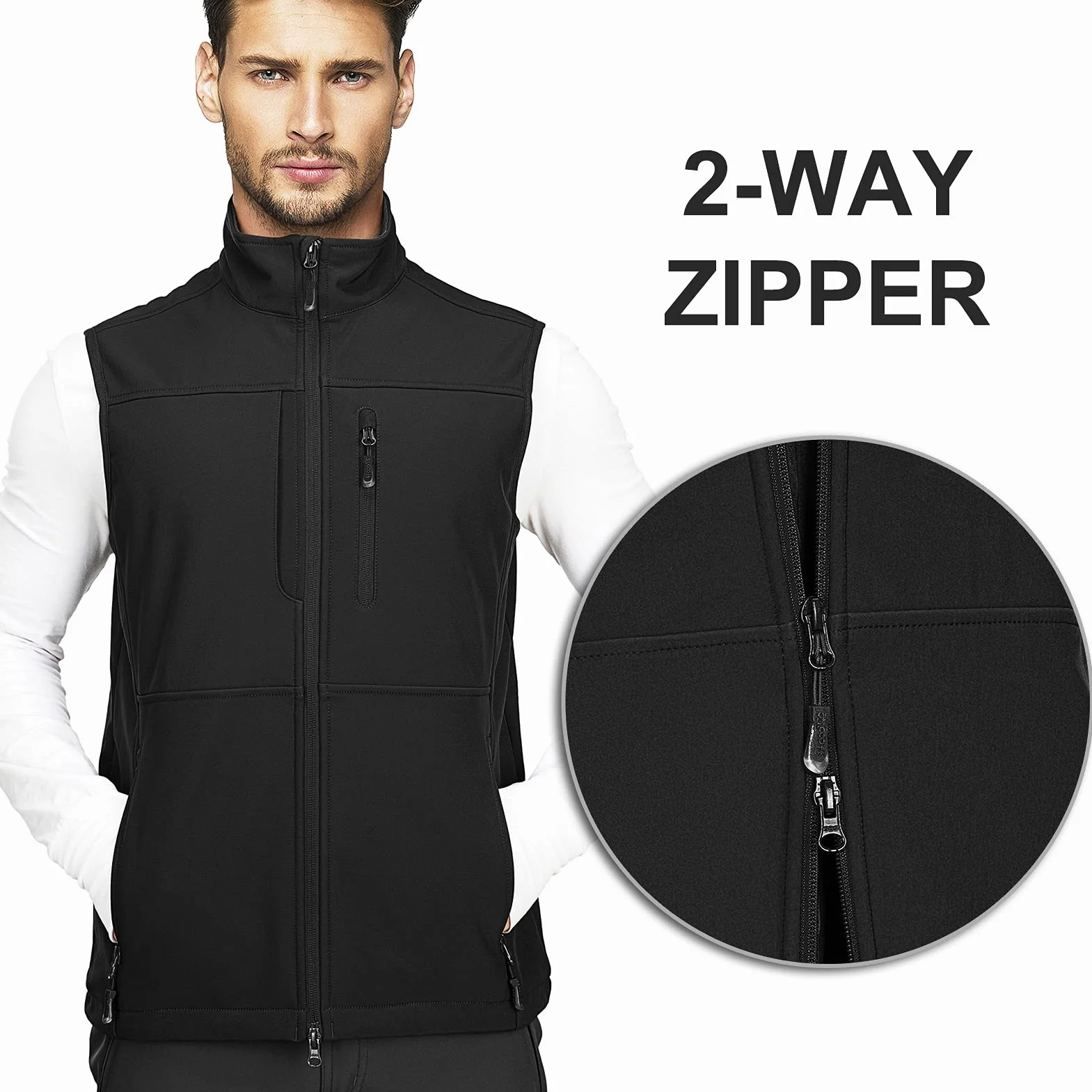 Chaqueta de chaleco softshell para hombre impermeable a prueba de viento 33,000ft