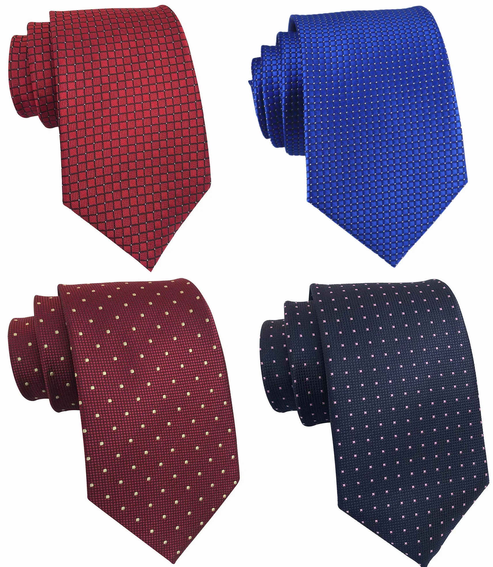 Secdtie Pack de 4 corbatas para hombre, diseño de rayas clásicas, jacquard - rojo - talla única