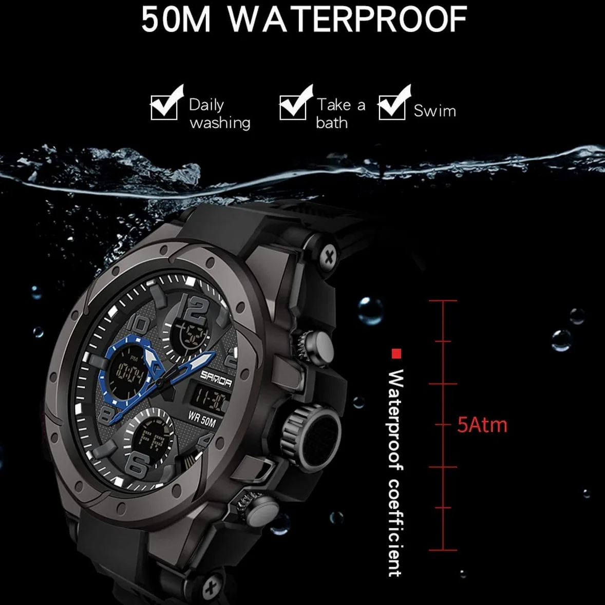 Relojes militares para hombres deportes al aire libre reloj digital táctico ejército reloj de pulsera LED cronómetro impermeable relojes militares para hombres