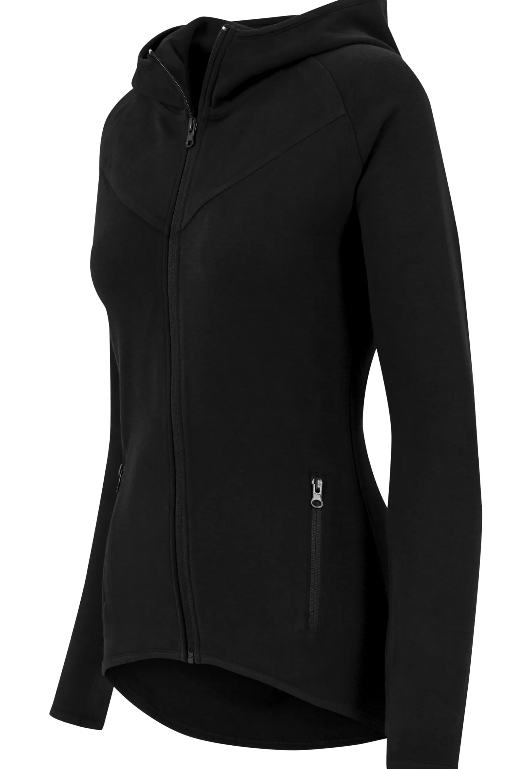 Urban Classics Ladies Athletic Interlock Zip Hoodie Mujer Capucha con Cremallera Negro