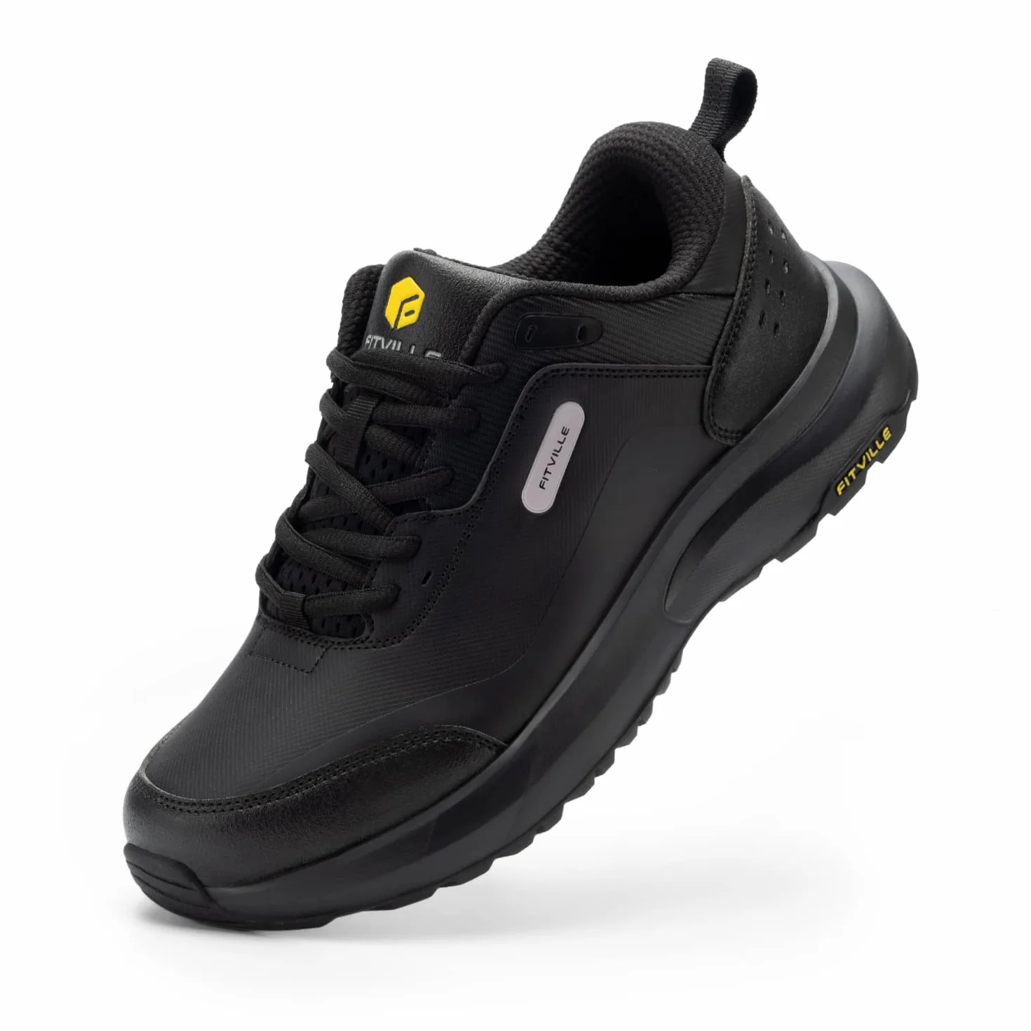 FitVille Zapatos de Senderismo Extra Anchos Impermeables para Hombres con Soporte para Arco