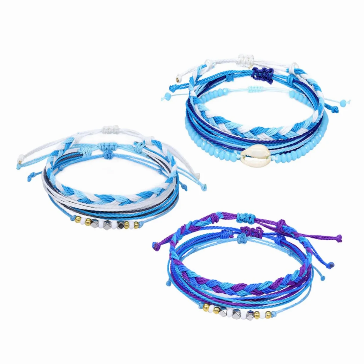 cuerda de mano pulsera de conchas pulsera tejida Pulsera ligera amistad tobilleras pulseras joyas pulseira mulher accesorios fiesta cadena de muñeca correa de muñeca