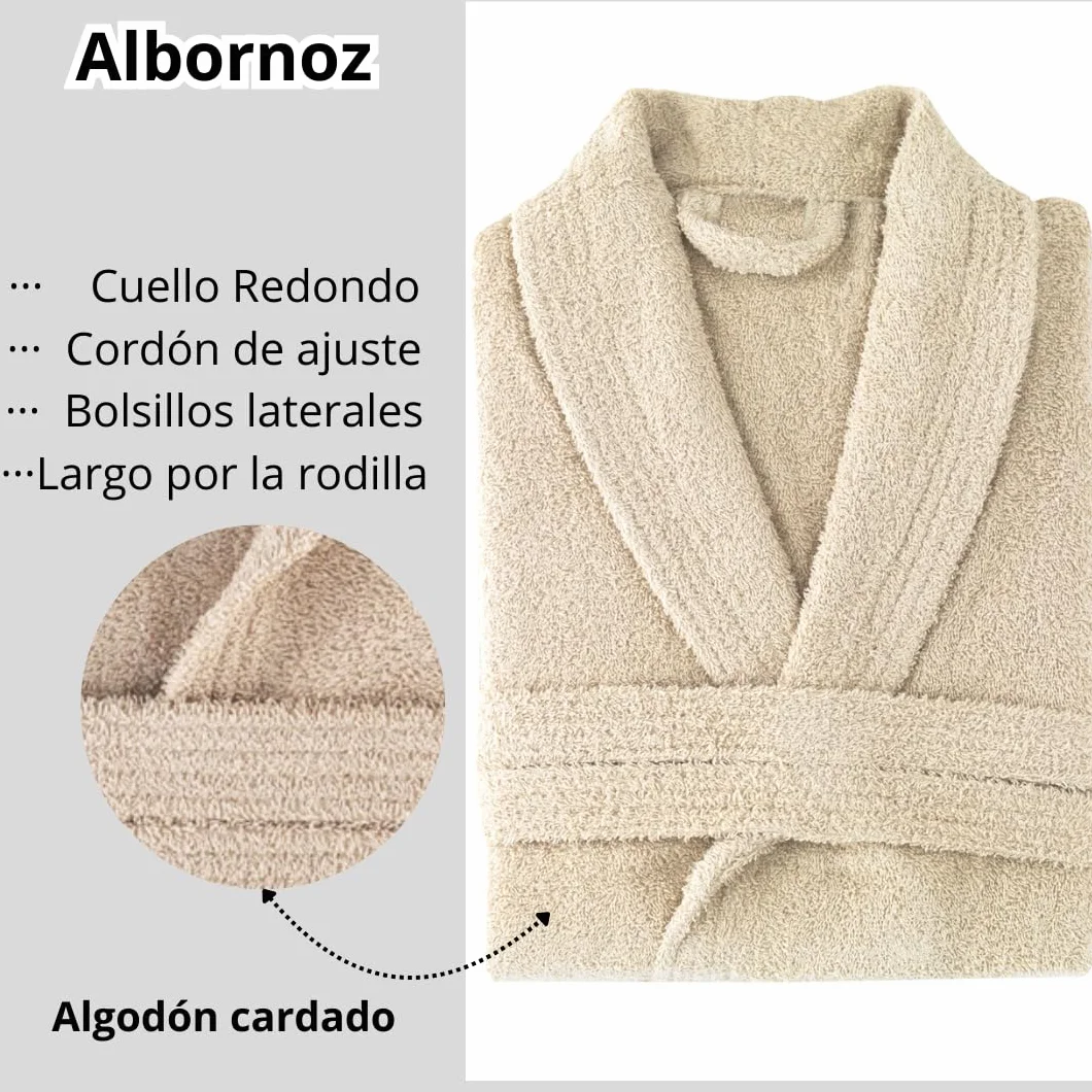 NH NOVOTEXTIL HOGAR Albornoz 100% Algodón Cardado 450gr/m2 Unisex Ultra Suave Absorbente Secado Rápido