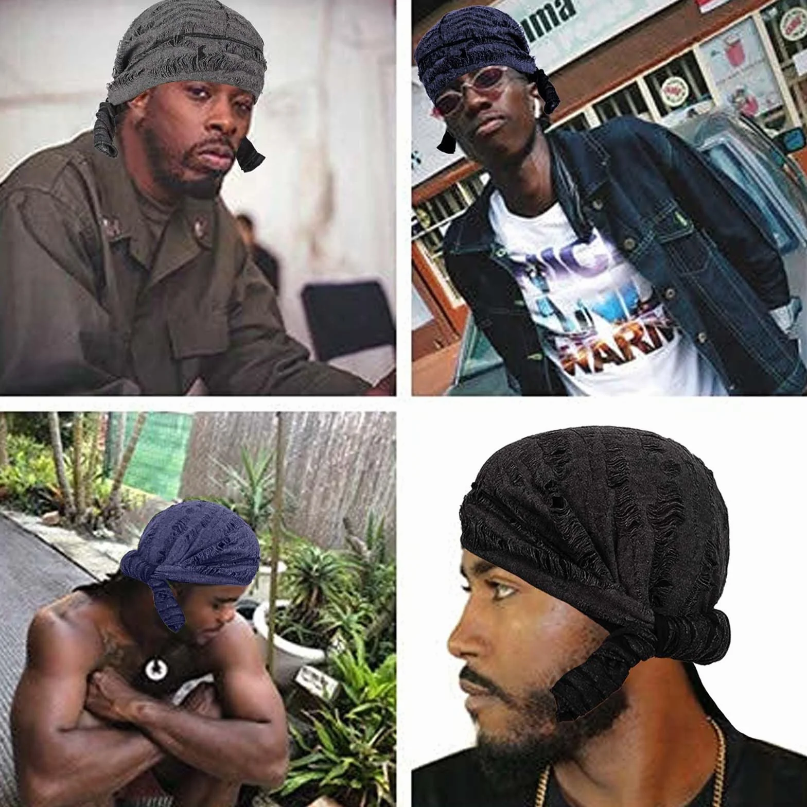 2 Piezas Bandana, Gorro Bandanas Piratas, Durag Sombreros, Elástica, Transpirable, Pañuelos Cabeza para Hombres y Mujeres Decoración Diaria de Hip-Hop