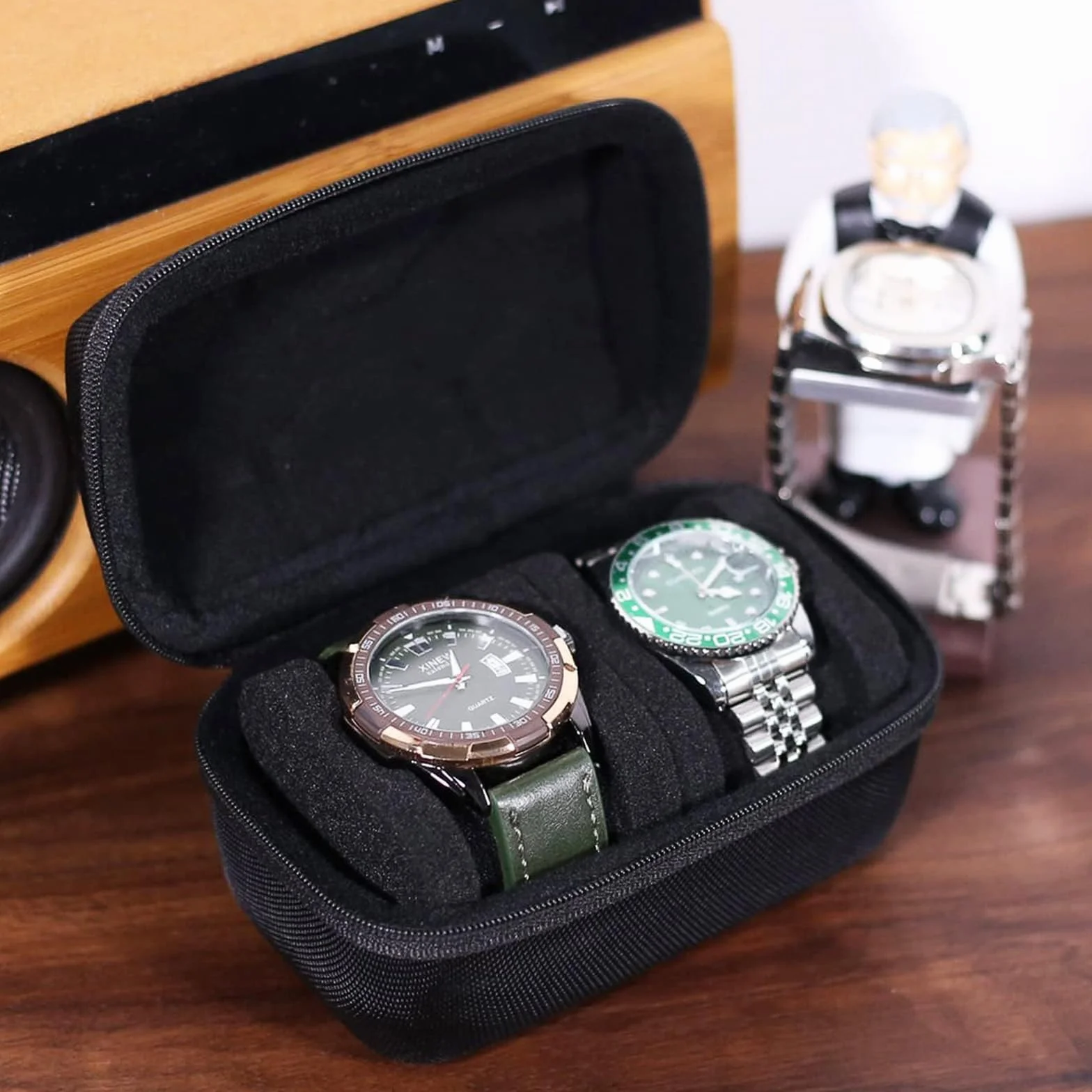 Caja de Relojes de 2 Ranuras, Organizadora de Reloj, Soporte de Exhibición para Hombres y Mujeres
